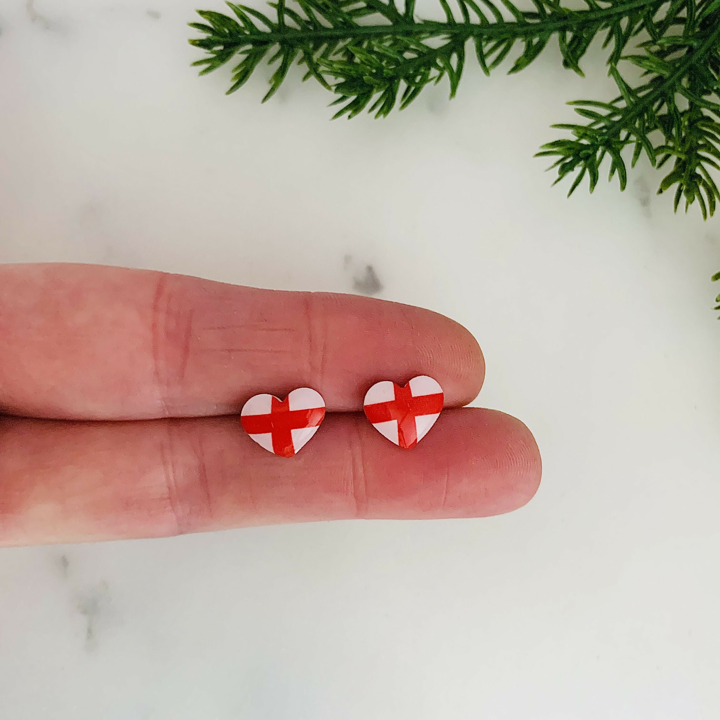 St George Flag Heart Stud Earrings