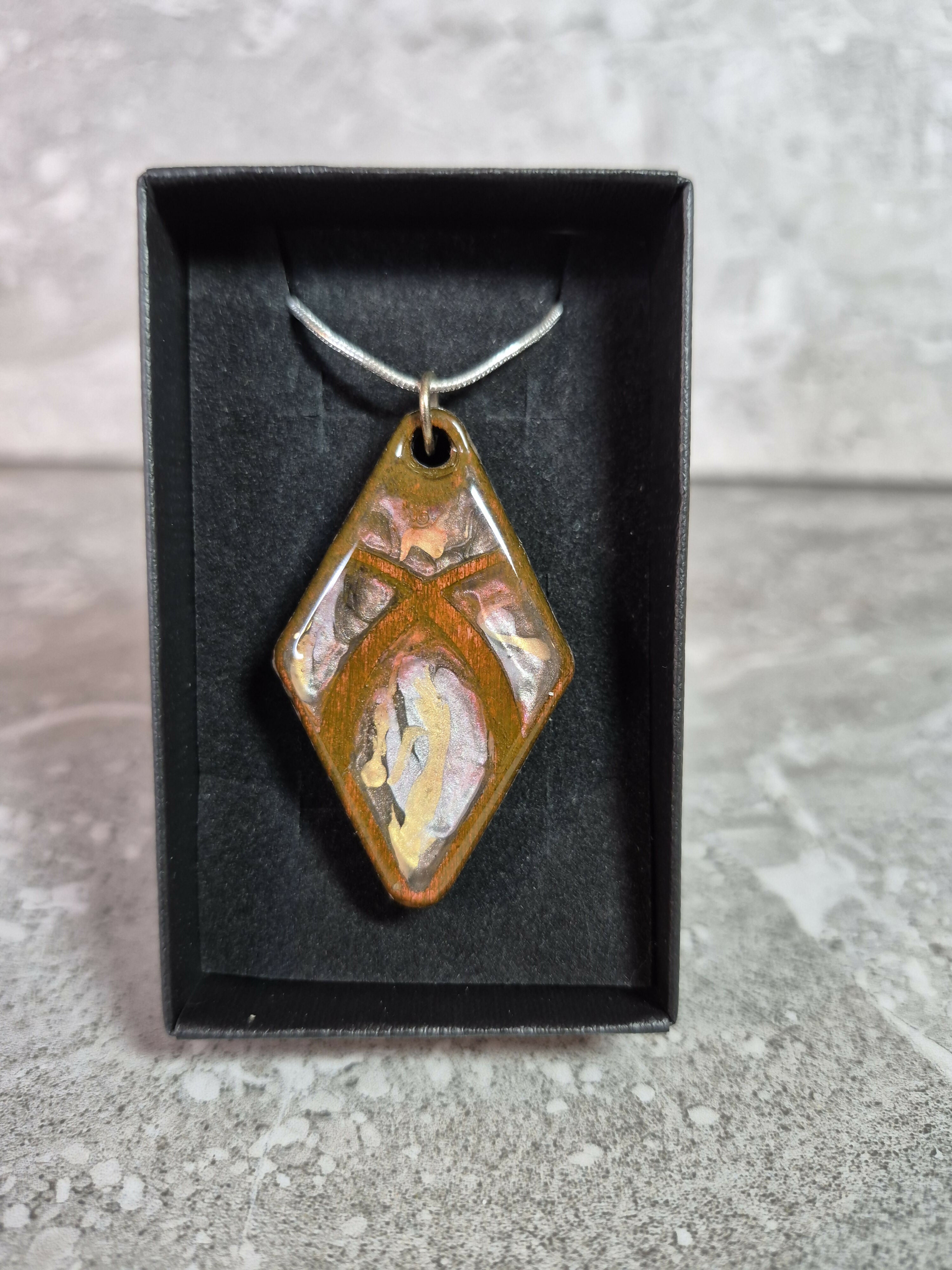 Unique Hand Crafted Diamond Shaped Pendant