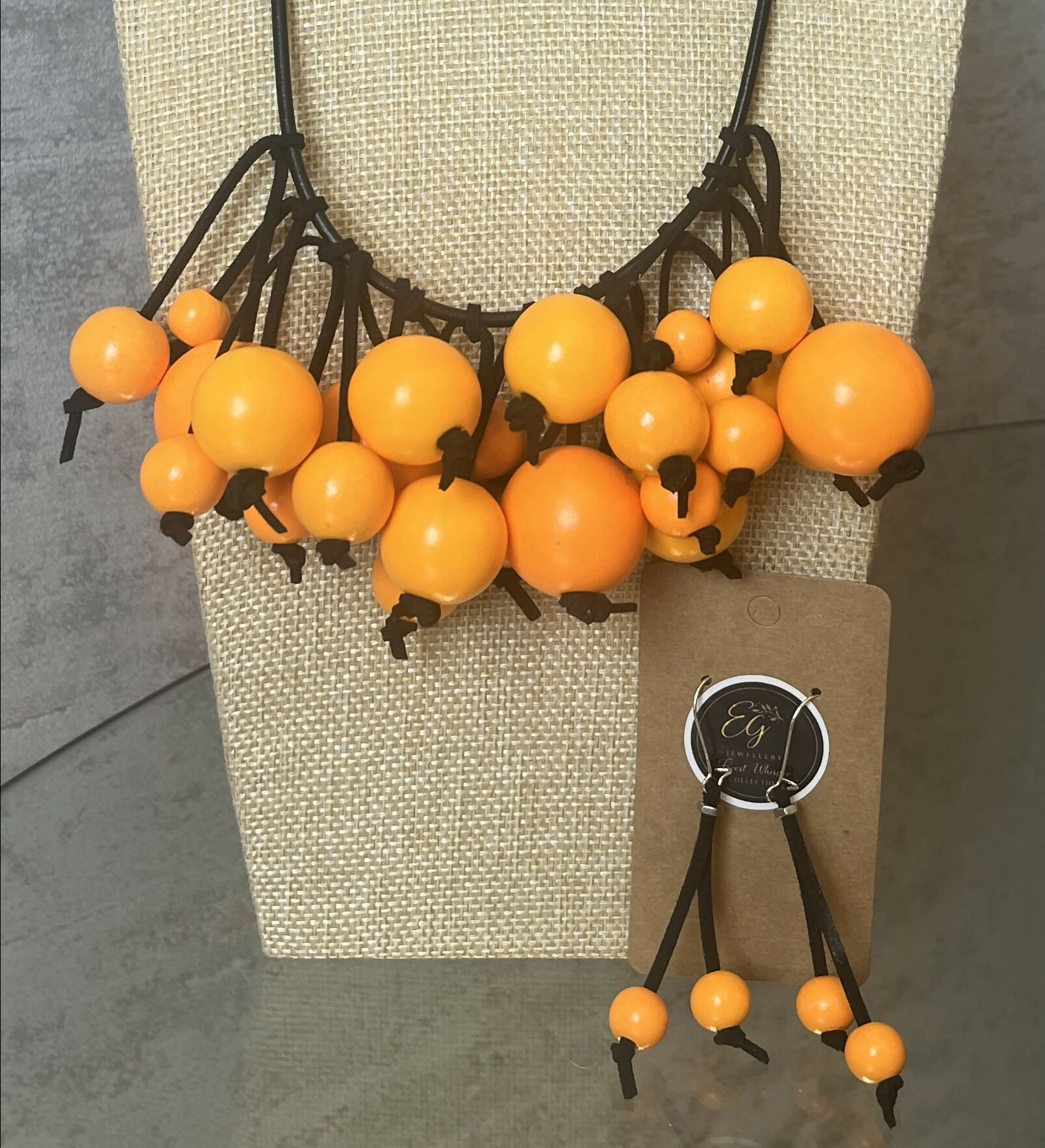Orange Necklace & Earrings Set