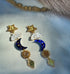 Dreamy, Celestial, Sun, Moon And Star Dangly Statement Earrings