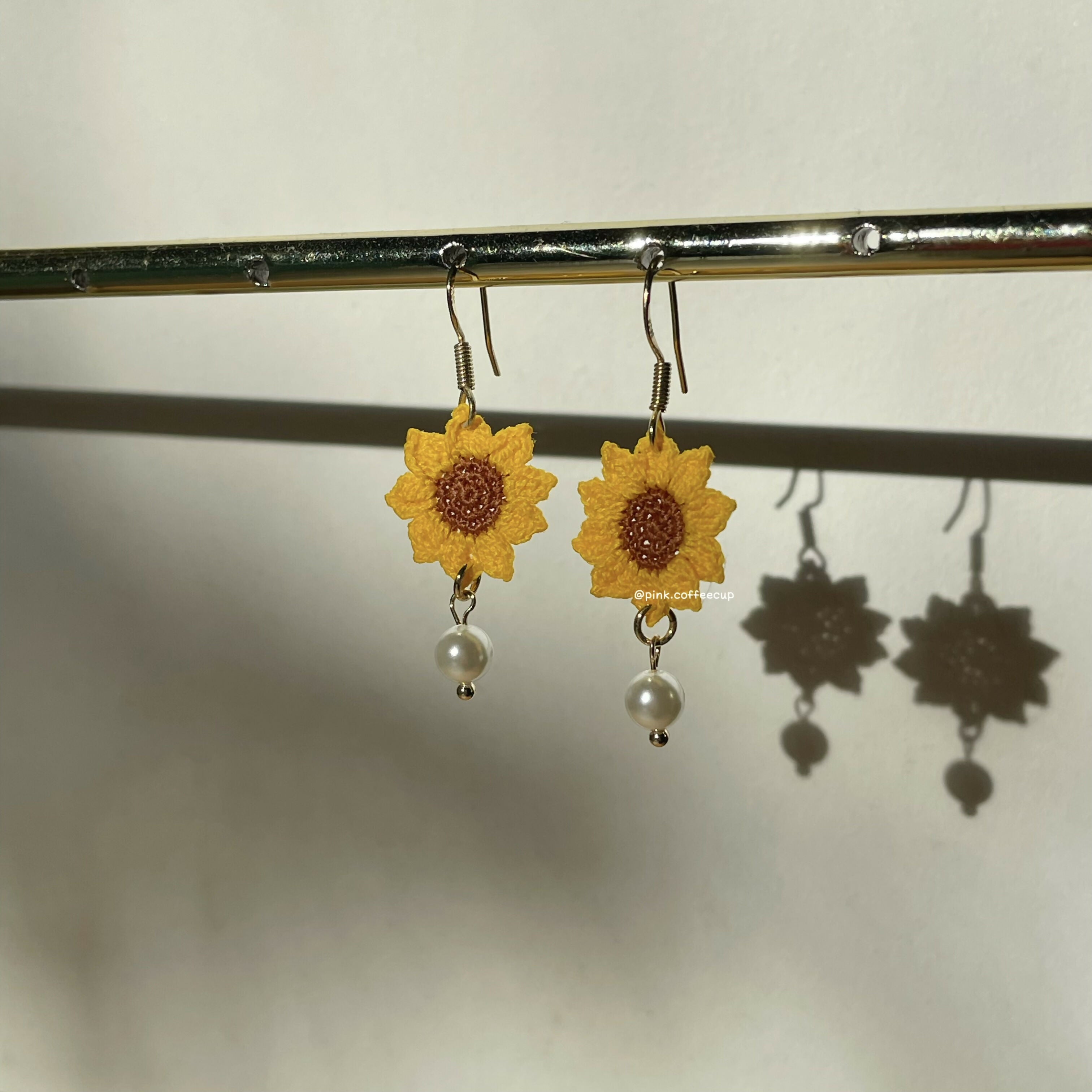 Micro Crochet Sunflowers Drop and Dangle Earrings
