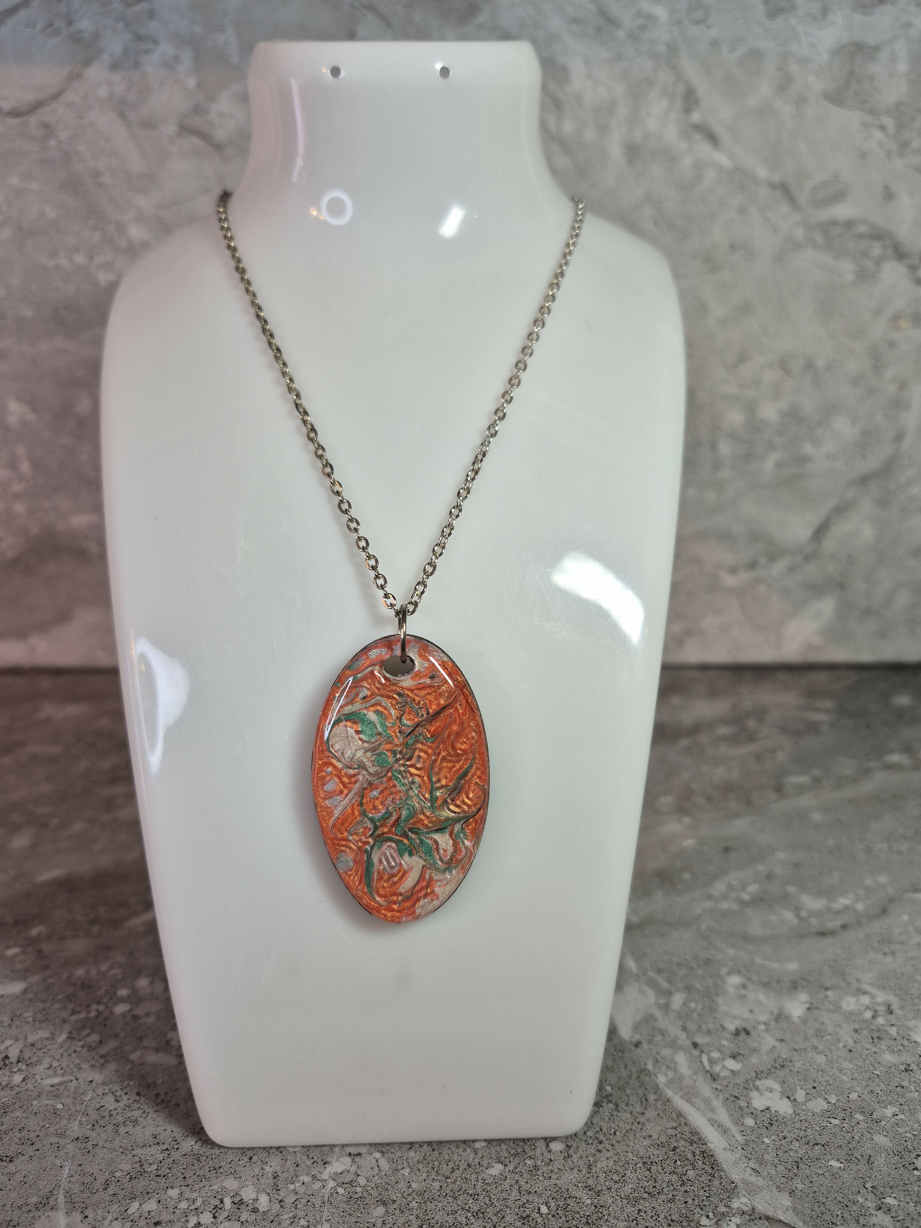 Unique Hand Crafted, Ripple Effect, Oval Pendant