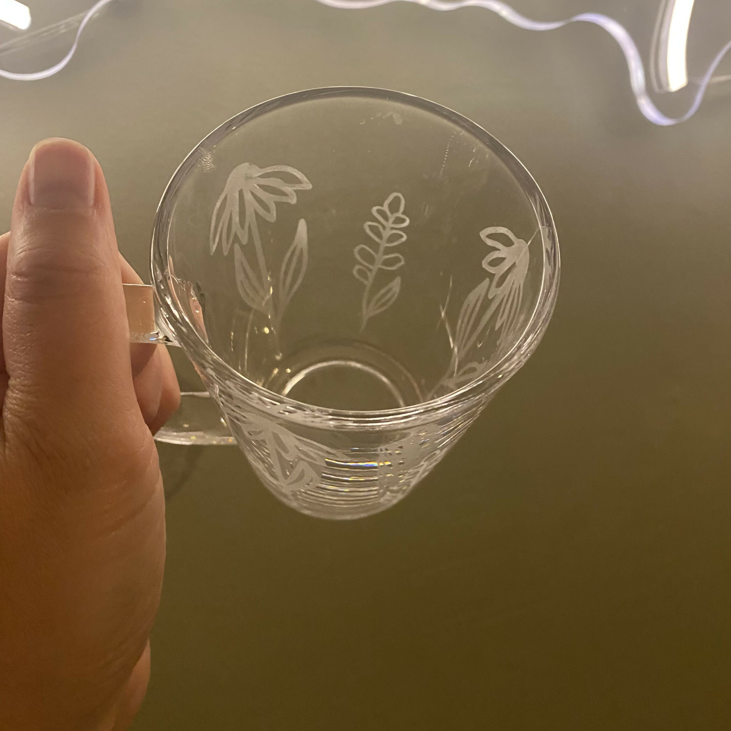 Etched Glass Tea Mug