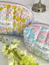 Quilted Toiletry Bag with zipper Meadow Print Handmade in UK