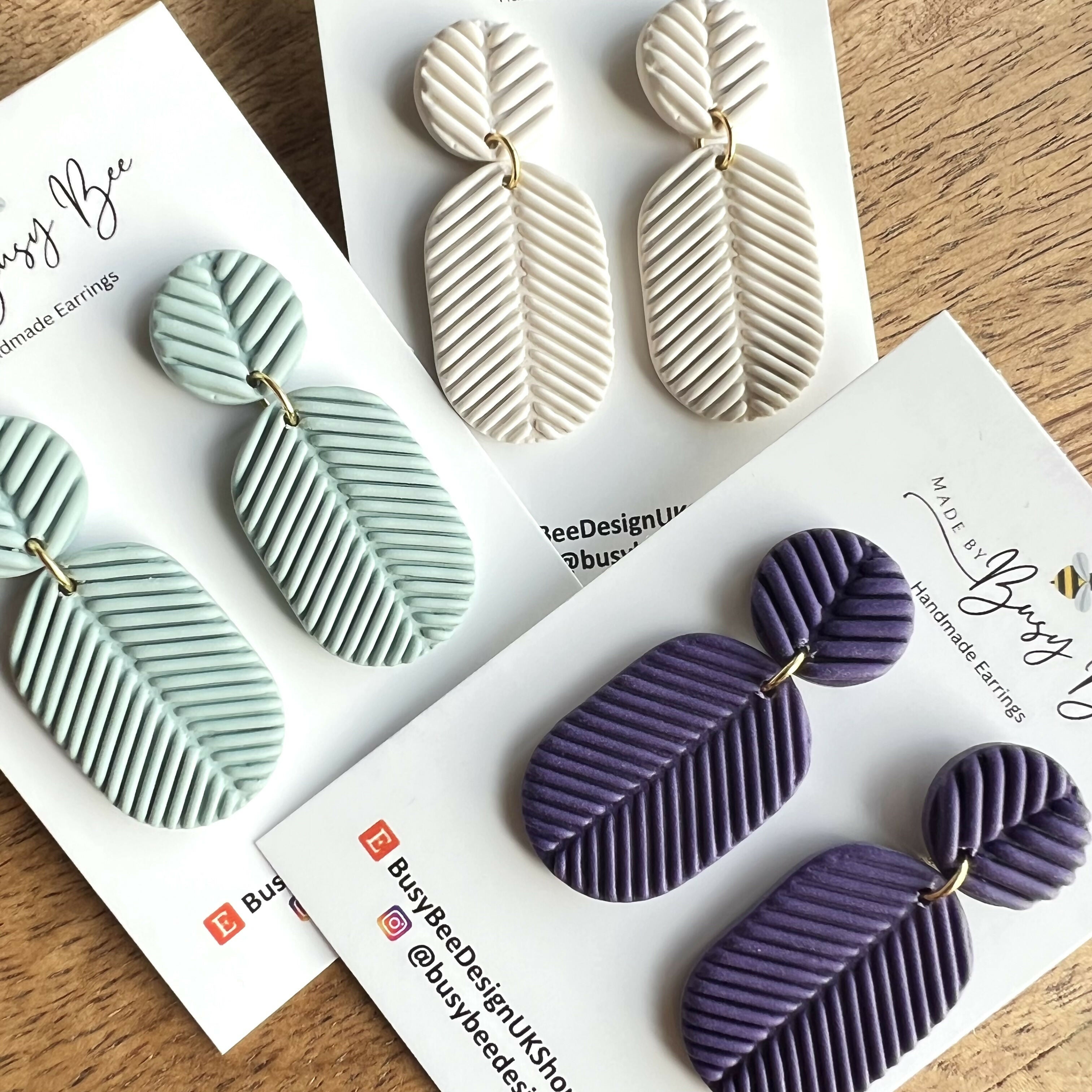 Statement Dangle Earrings – Polymer Clay Textured Earrings, Modern Geometric Earrings, Handmade Clay Jewellery