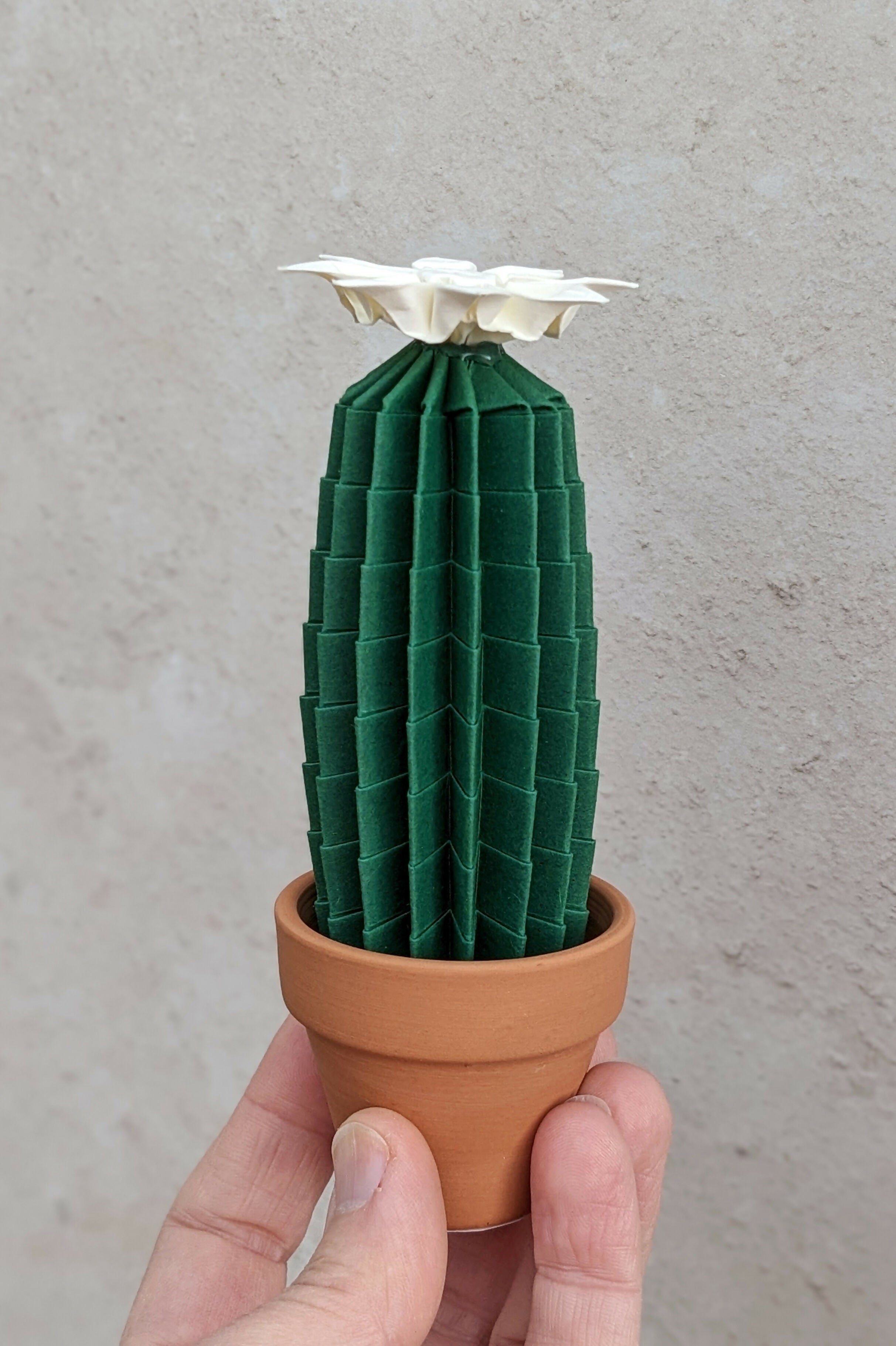 Origami Paper Cactus in Terracotta Pot