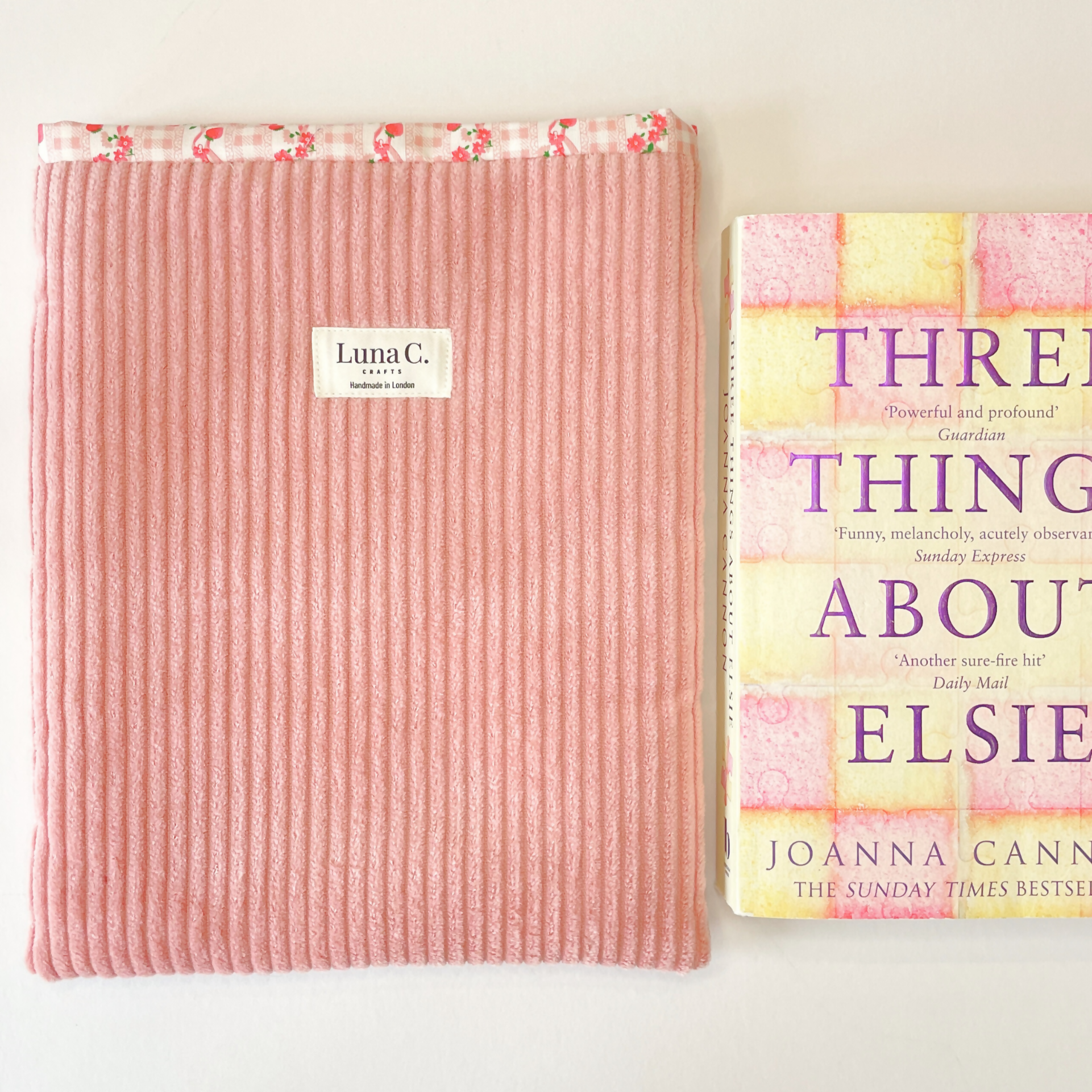 Smoky Pink Cherry Gingham Lining Book Sleeve