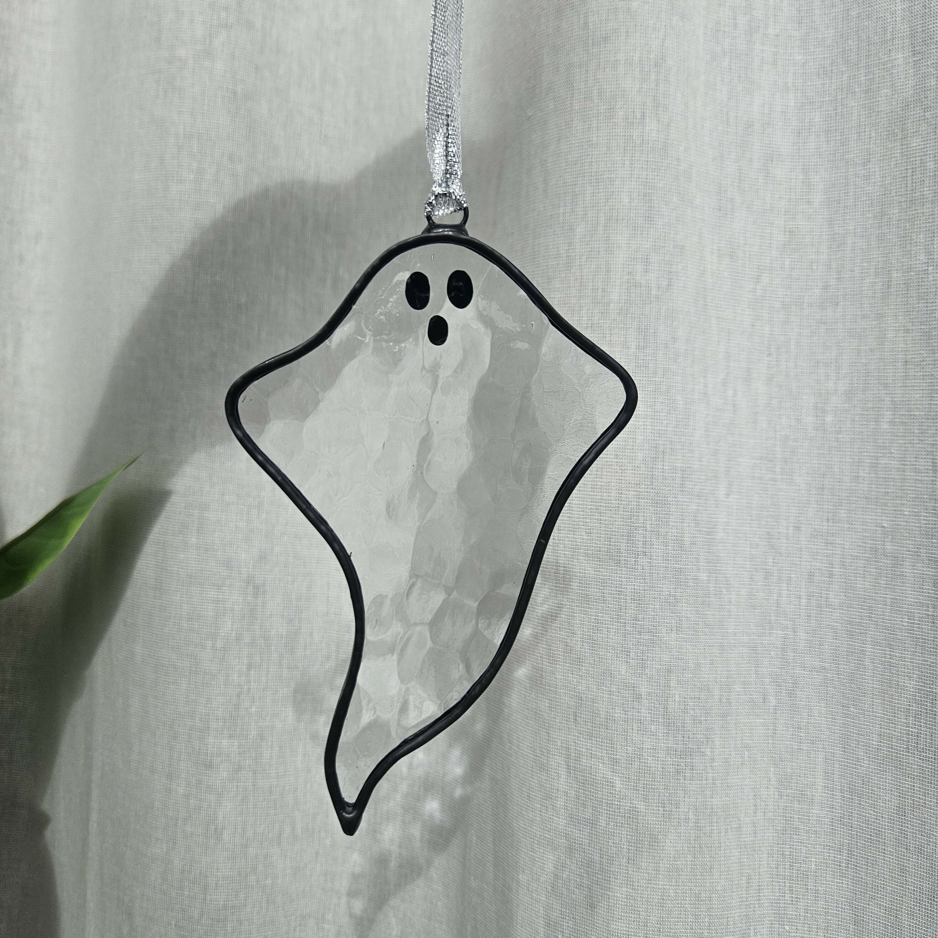 Clear Hammered Stained Glass Ghost Decoration