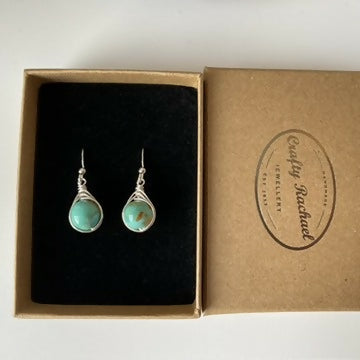 Turquoise Drop Earrings, Sterling Silver