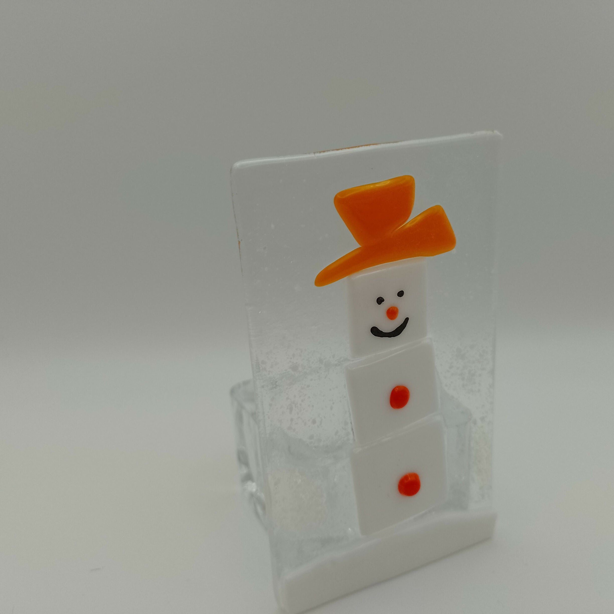 Fused Glass Snowman Tealight