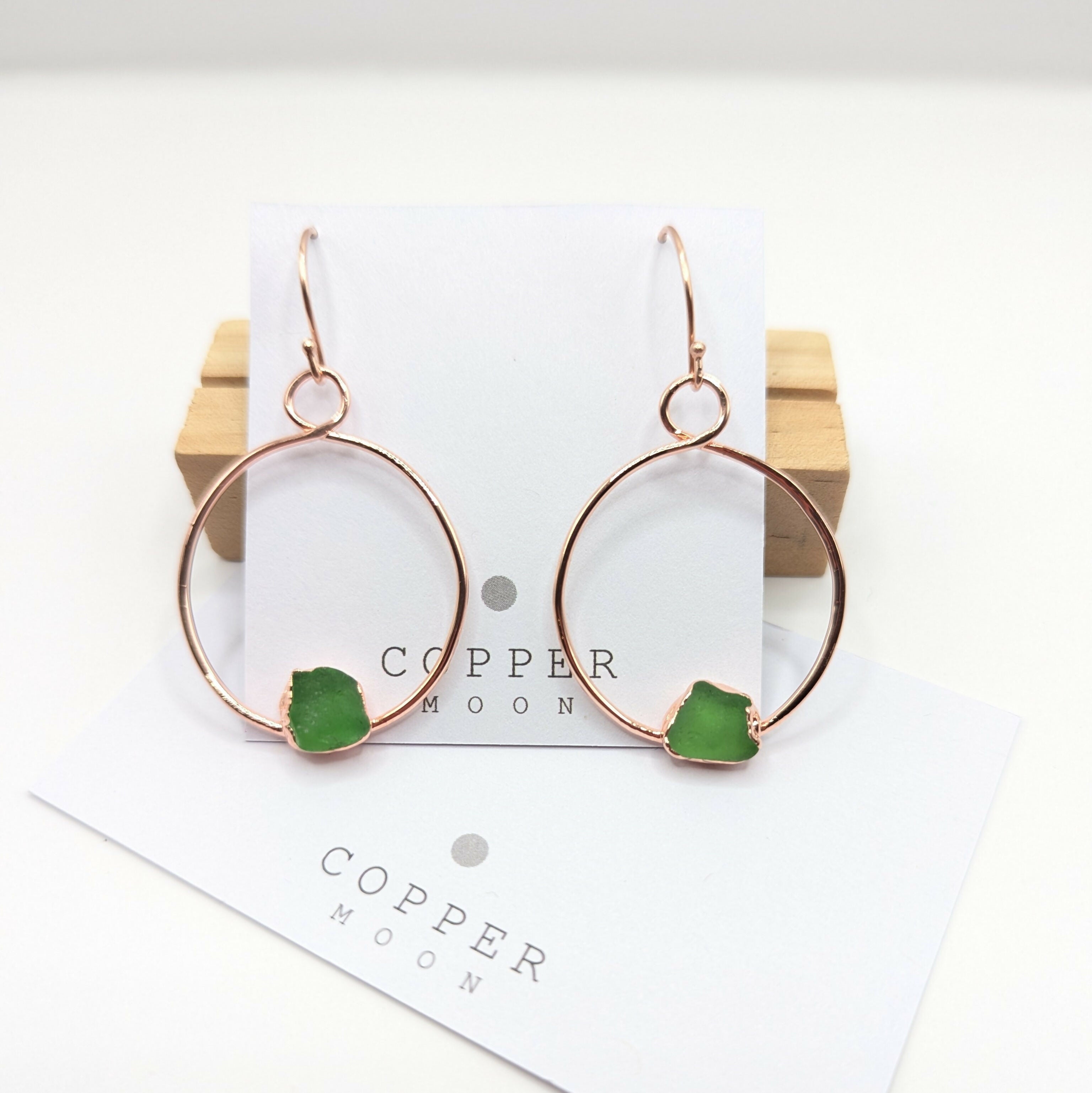 Seaglass Green Hoop Earrings