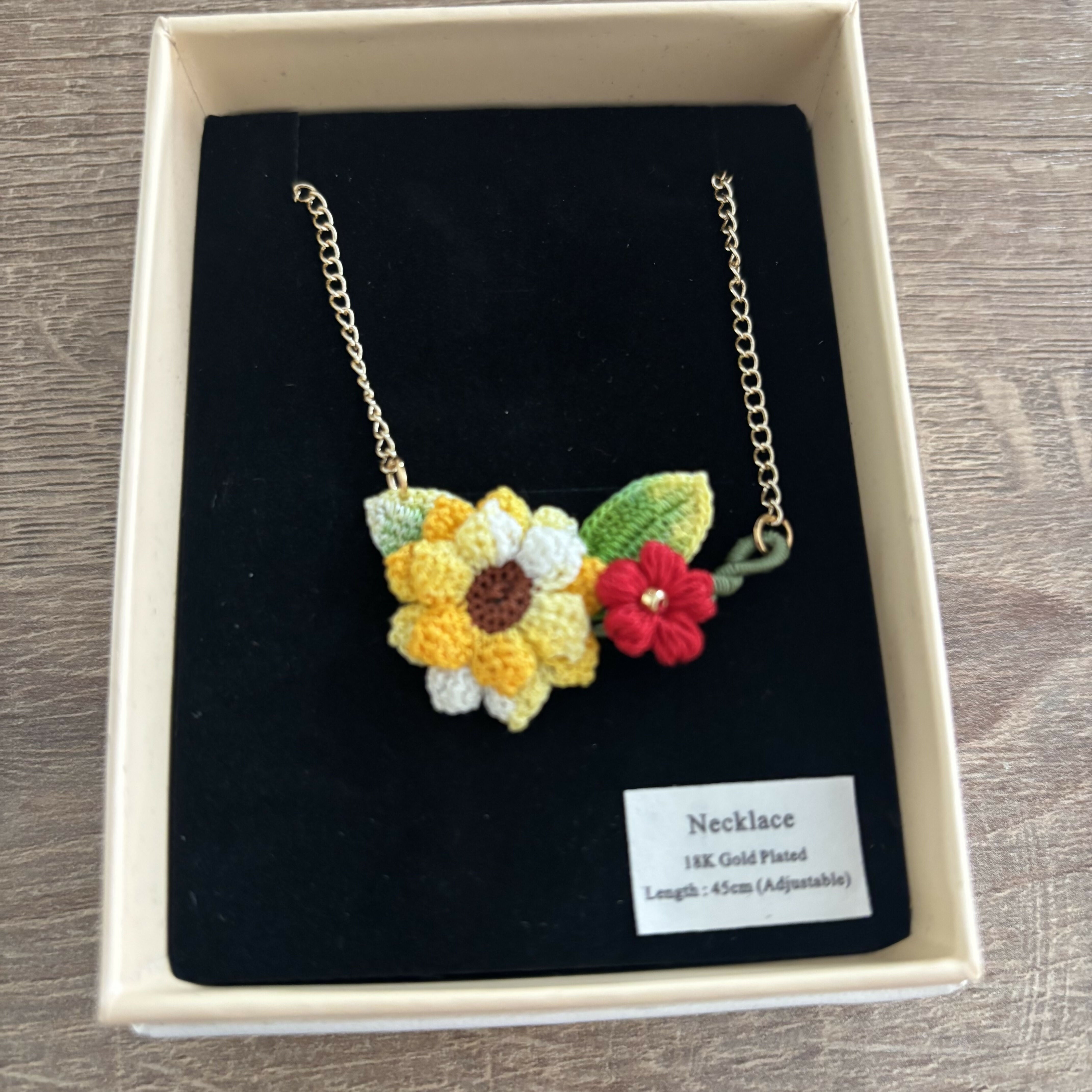 Micro Crochet Flower Necklace