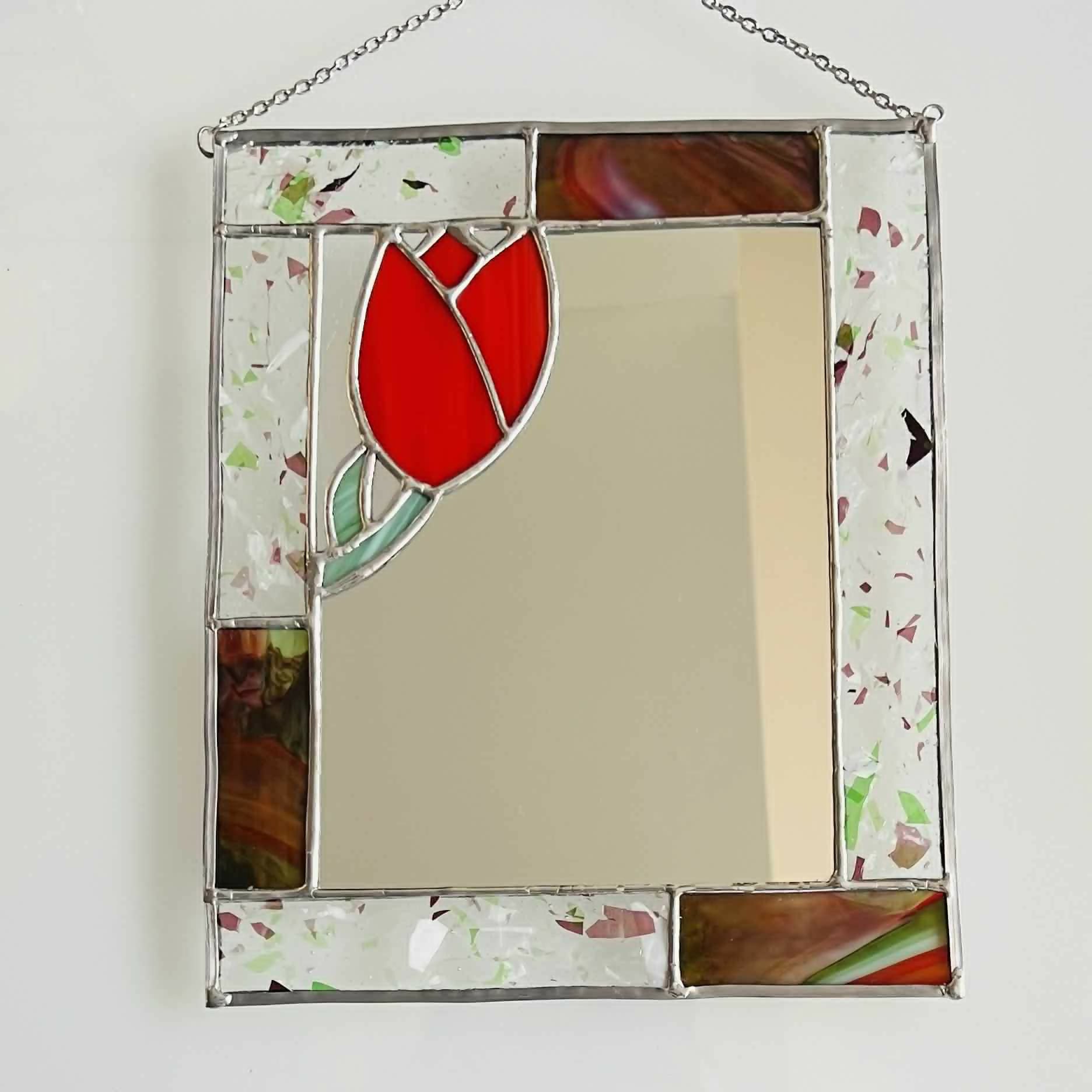 Stained Glass Tulip Mirror