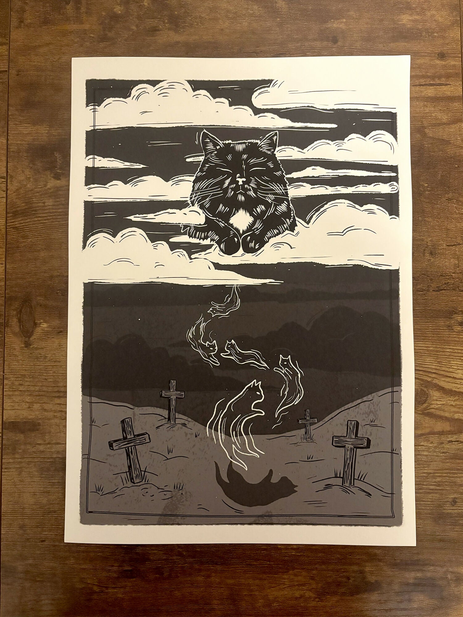 Omen of the Cats / Folklore Feline Art Print A3