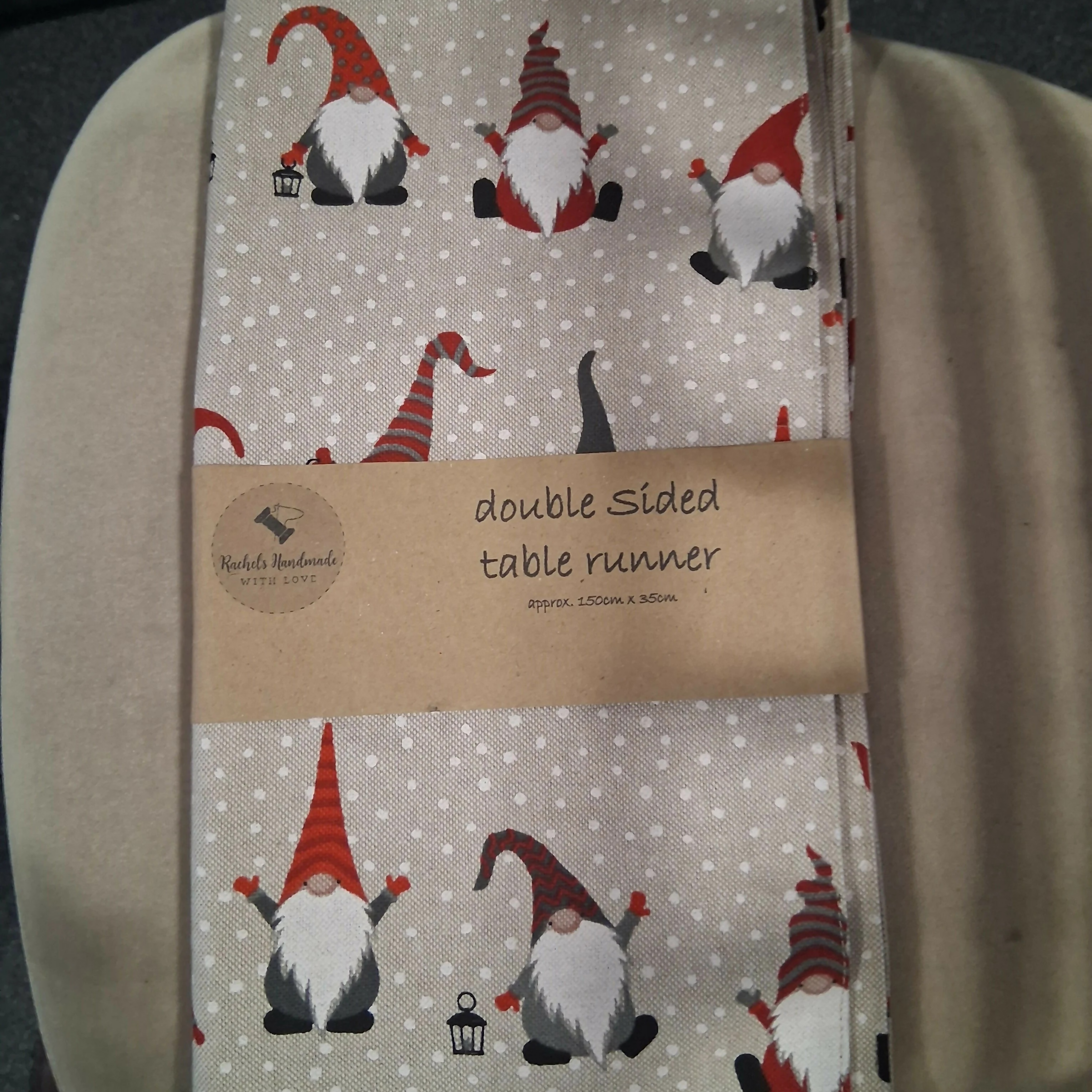 Luxury Double Sided Christmas Gnome Linen Look Table Runner