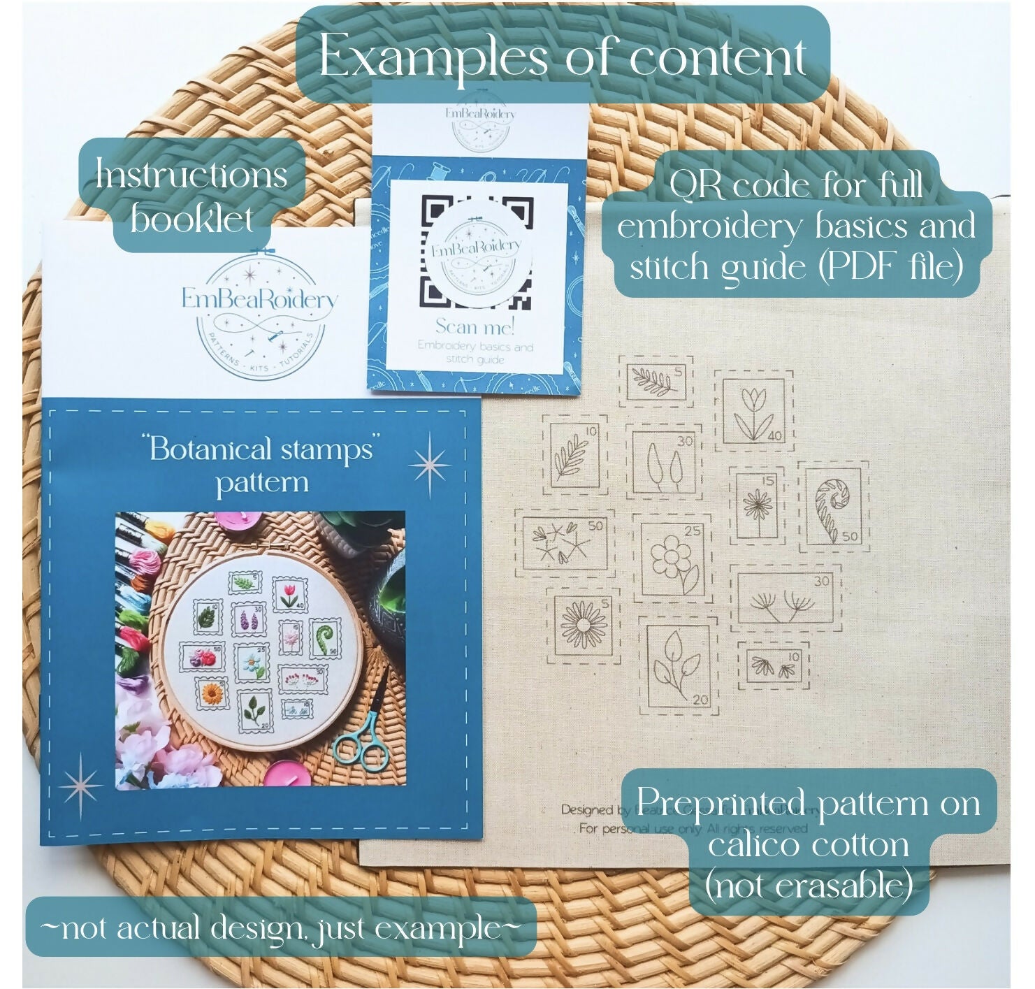Preprinted embroidery pattern for beginners - Fall stamps
