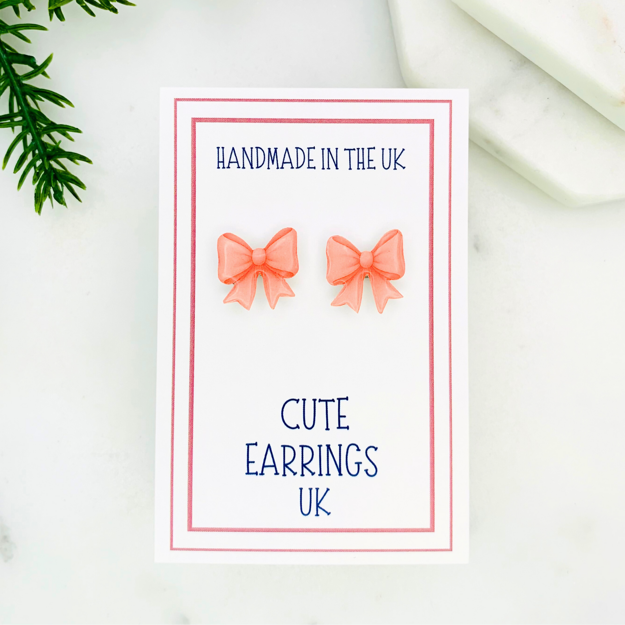 Pink Bow Stud Earrings