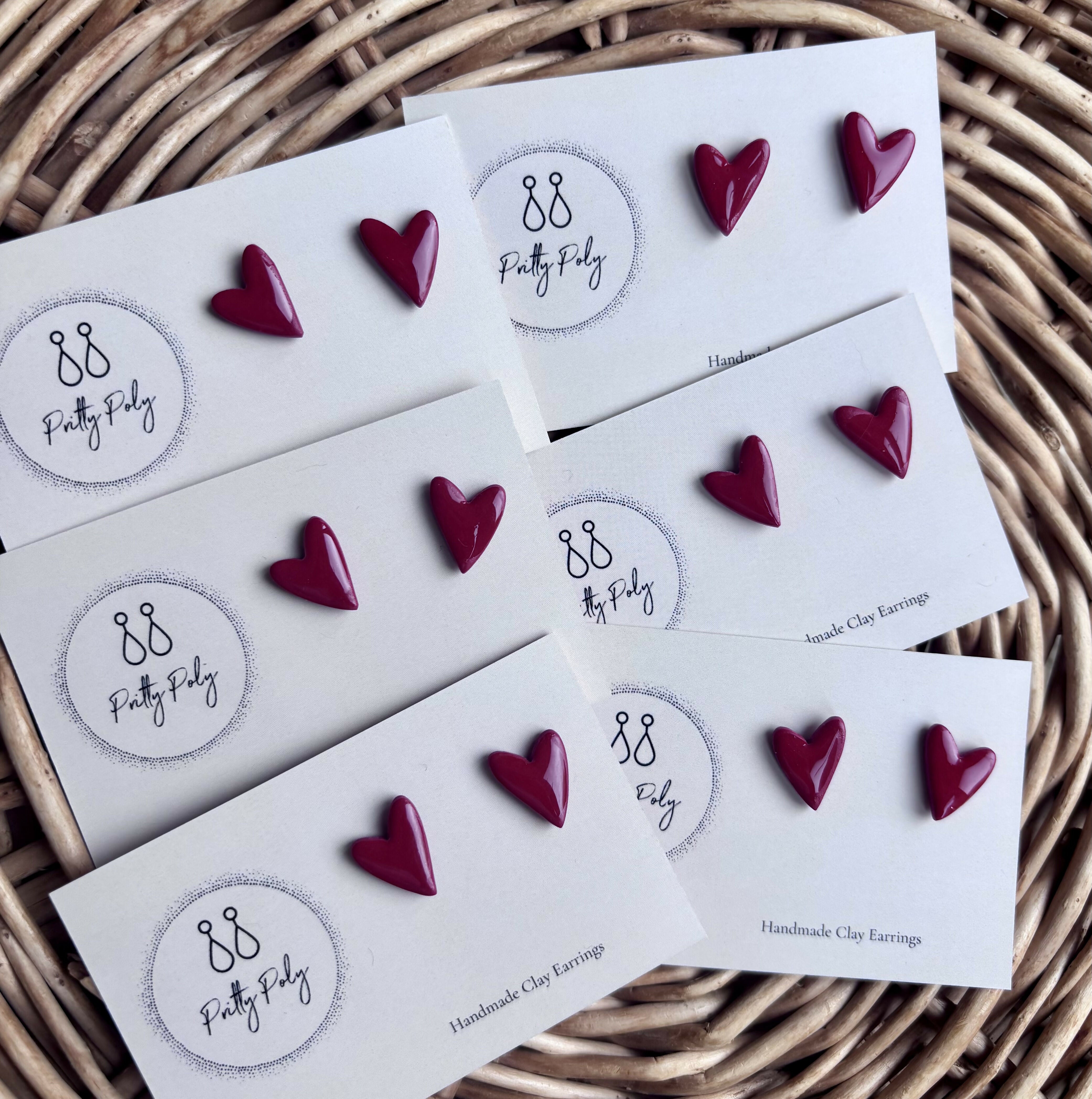 Red Heart Polymer Clay Studs