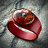 Handcrafted Natural Leather & Red Brecciated Jasper Gemstone Bracelet - Size S or M