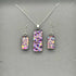 Pink Rainbow Raindrop Dichroic Glass Necklace and Earrings Set - Sterling Silver, Handmade by Jade Tapson Glass