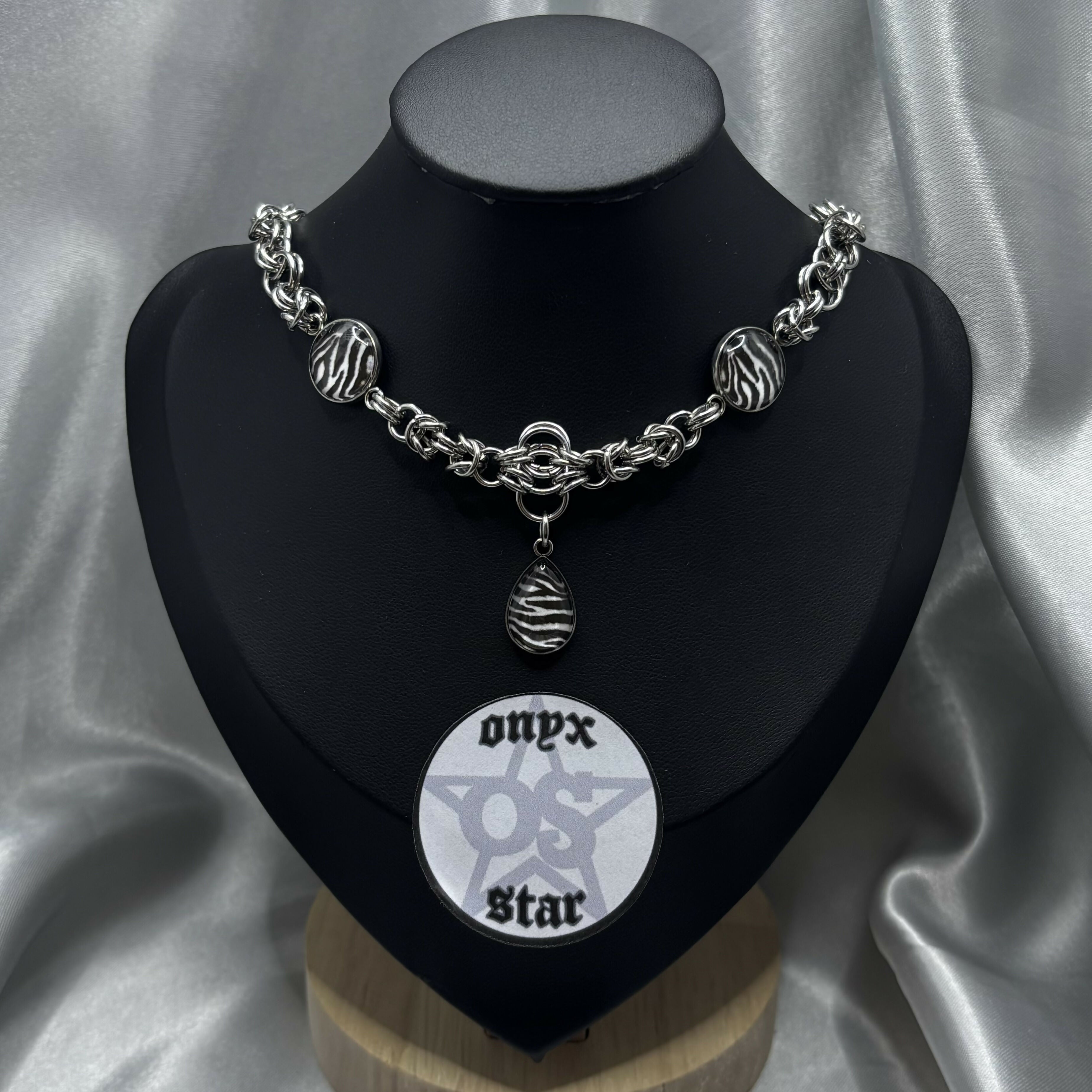 Zebra Print Chainmail Necklace