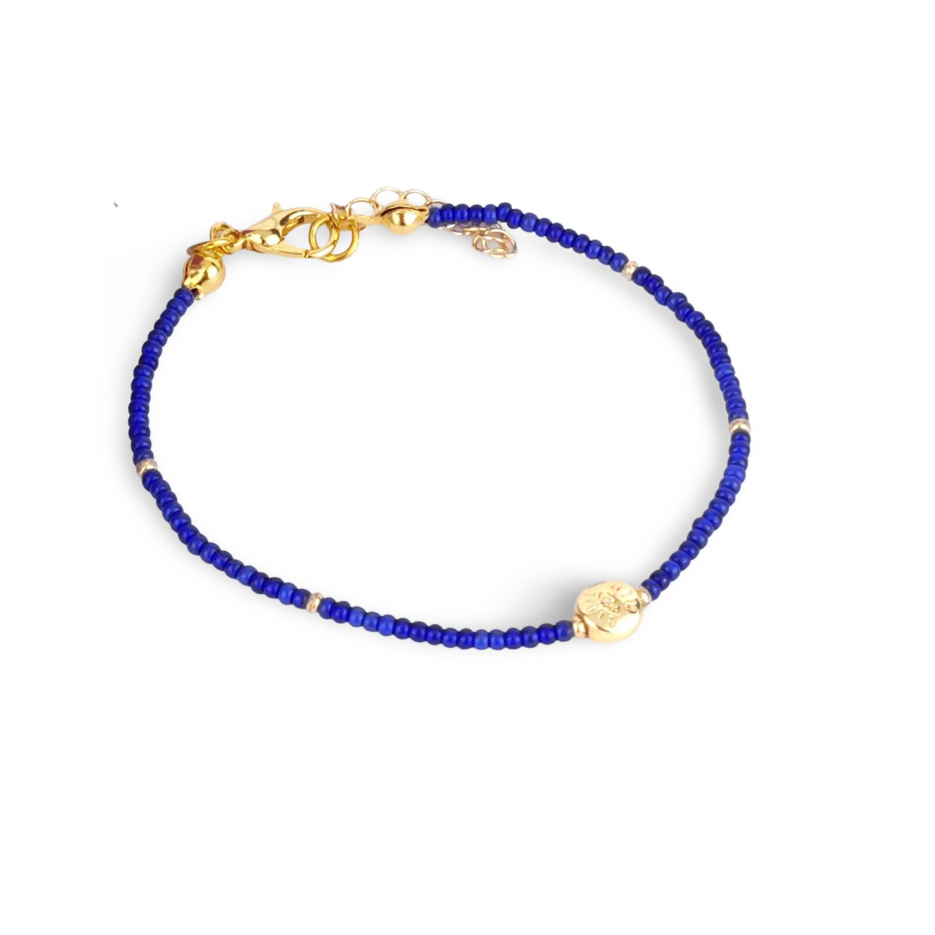 Thin Beaded Bracelet - Gold plated charms