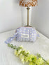 Lilac white flower print Quilted Toiletry Bag