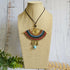 All-Seeing Eye Necklace; Turquoise Crystal Macramé Pendant With Handcrafted Brass Spiral Wire-Art