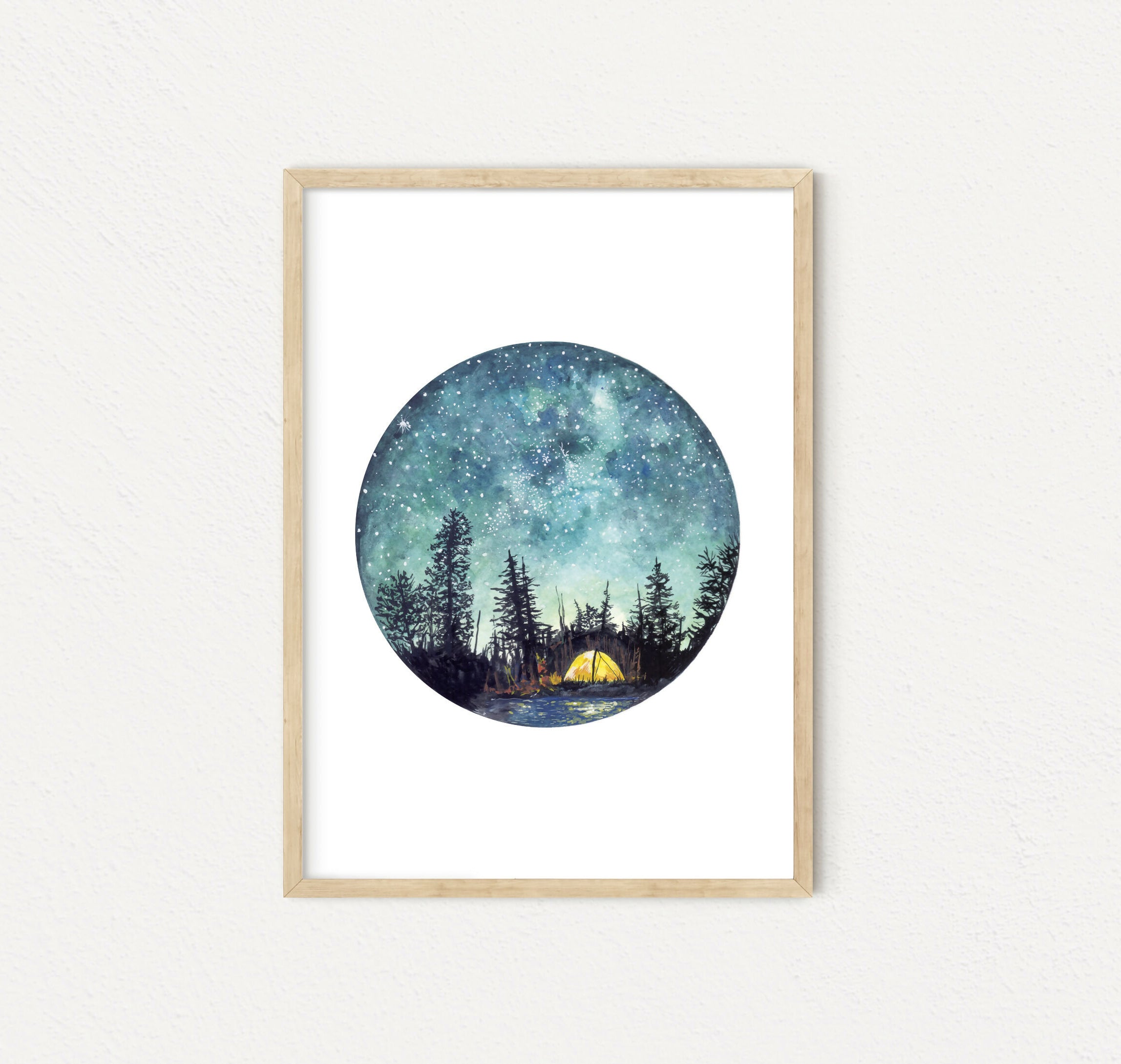 Camping at Night Art Print