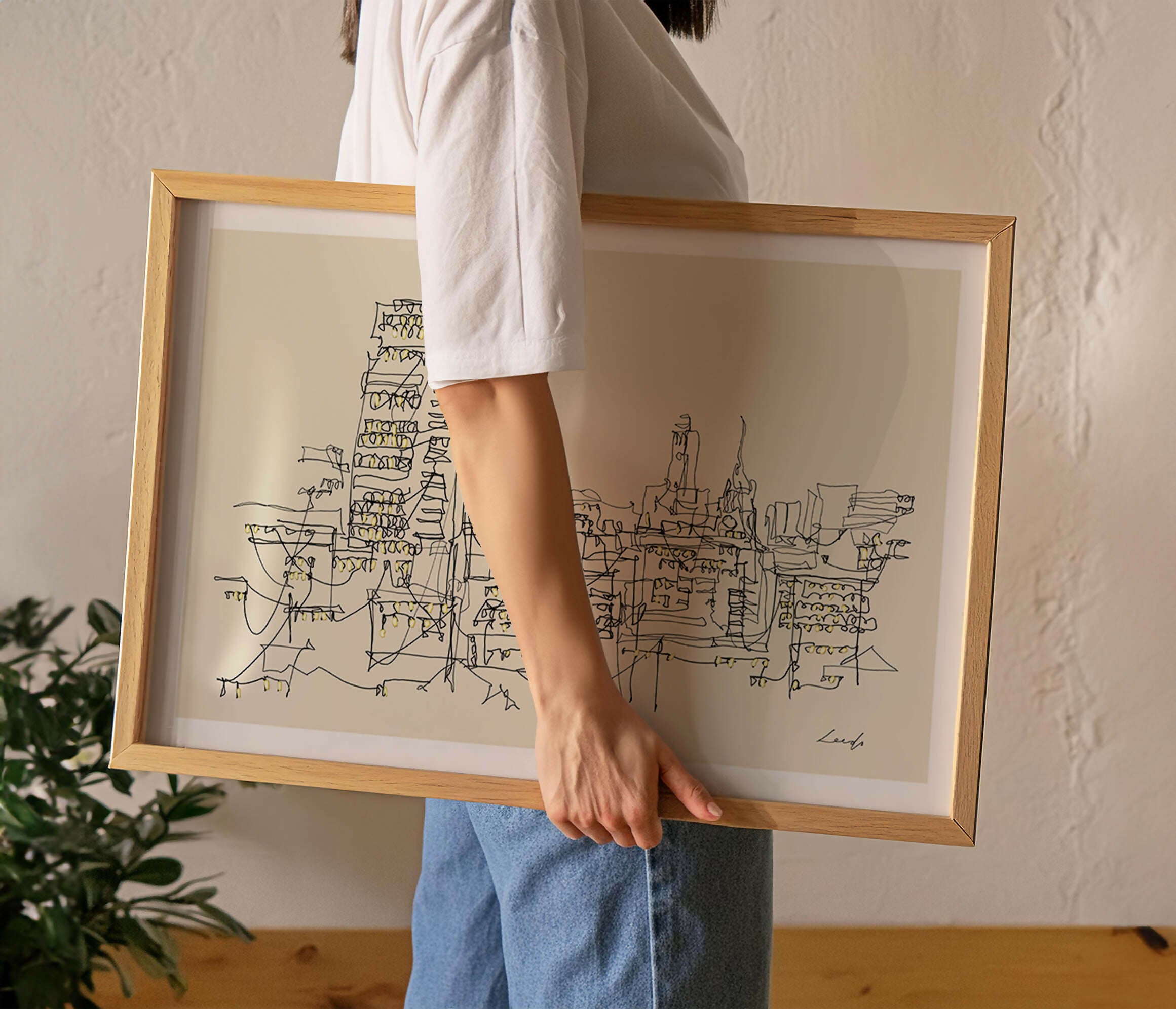 Leeds Hand Painted Gold Details Art Print