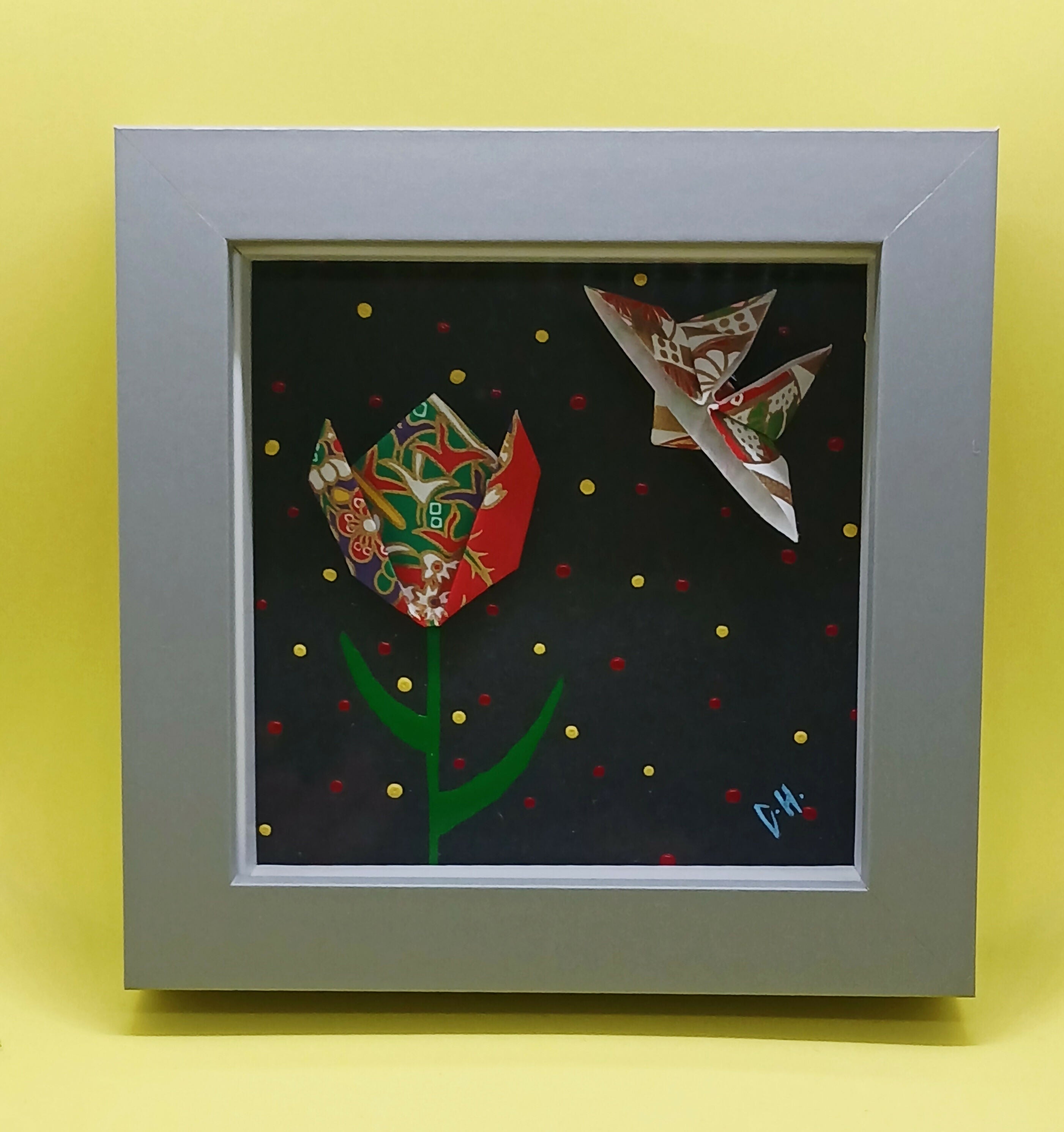 Origami Tulip and Butterfly Small Box Frame