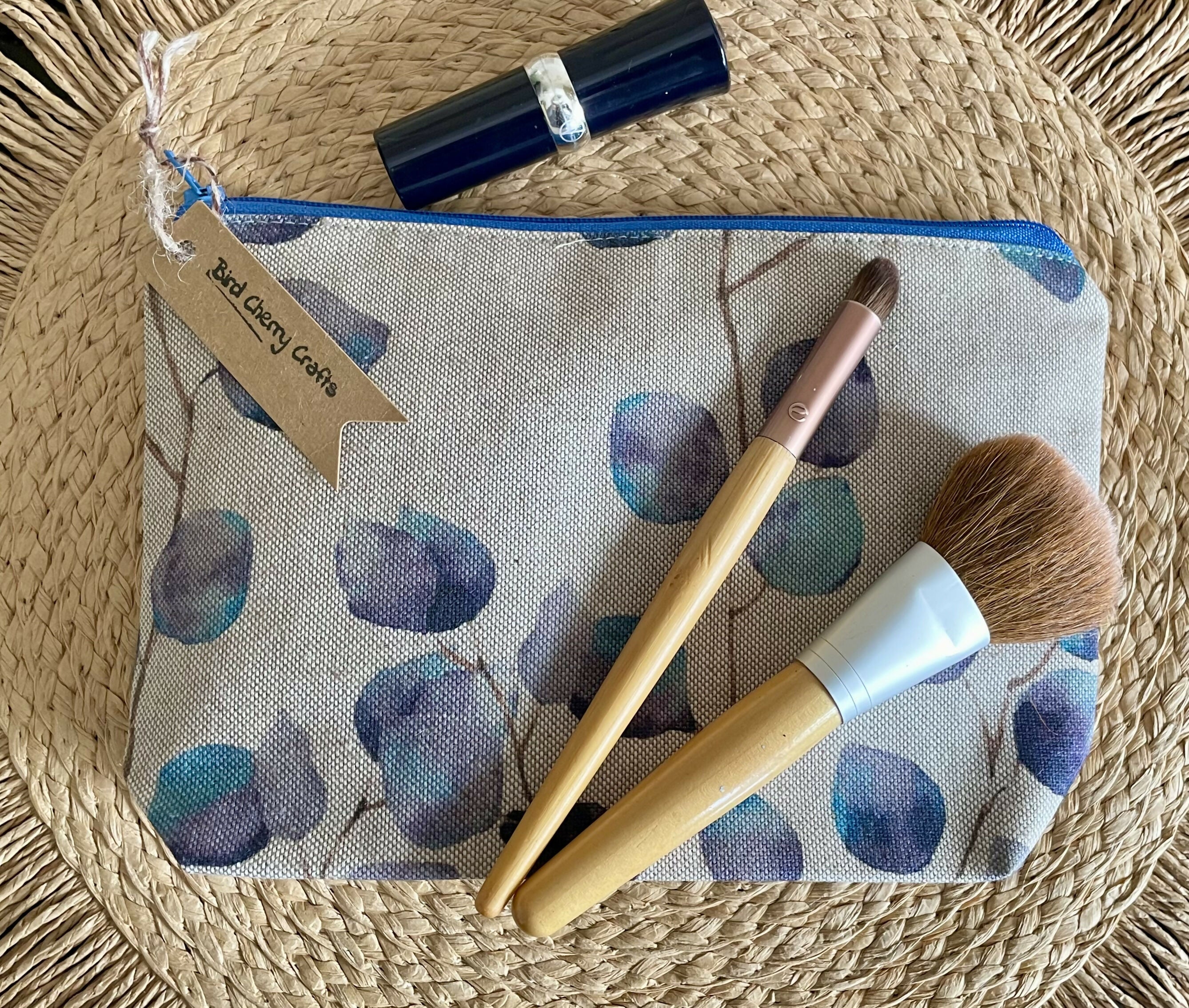 Purple & Blue Flowers Cosmetics Bag