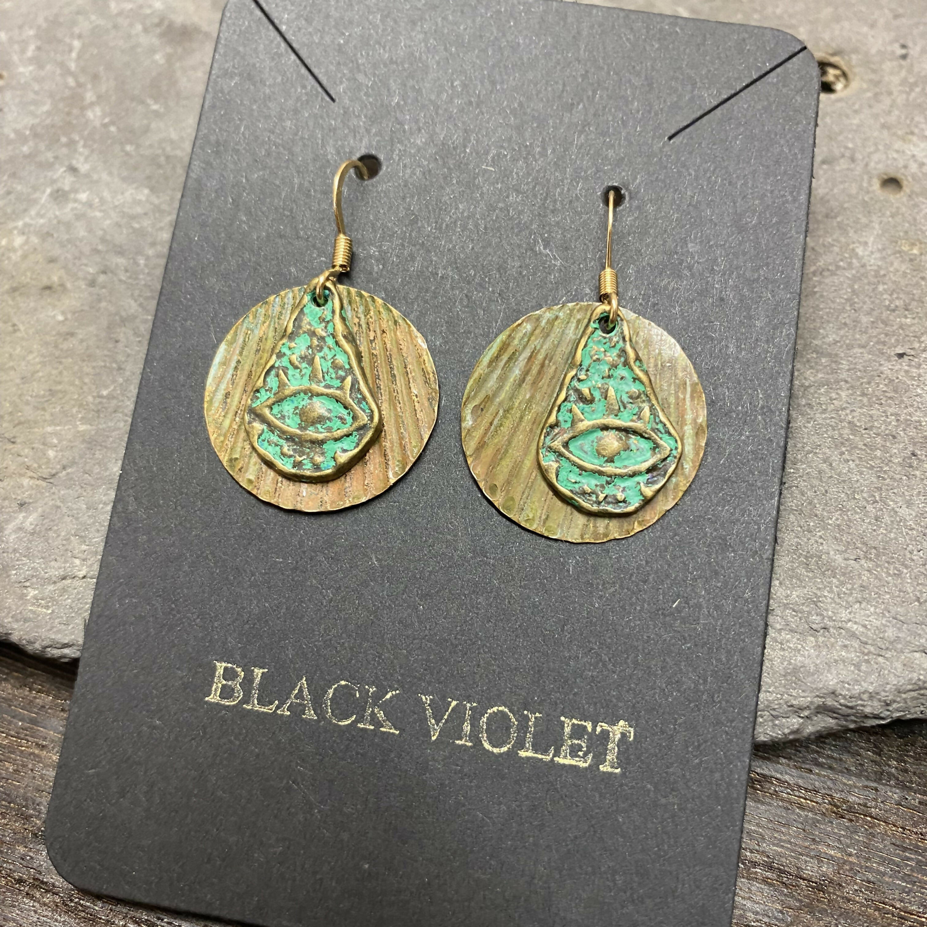 Brass Ancient Eye Earrings