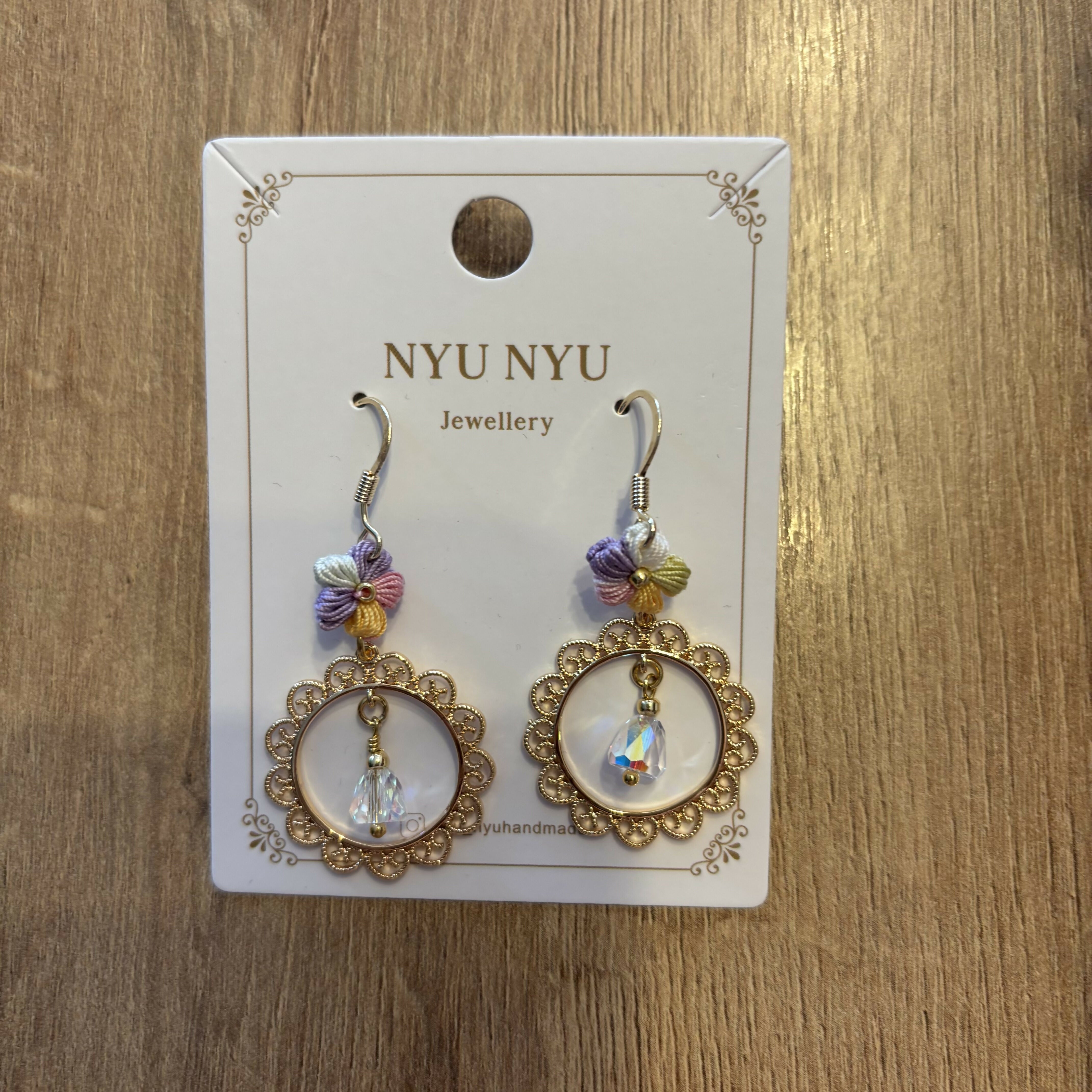 Micro Crochet Flower Dangles Earrings