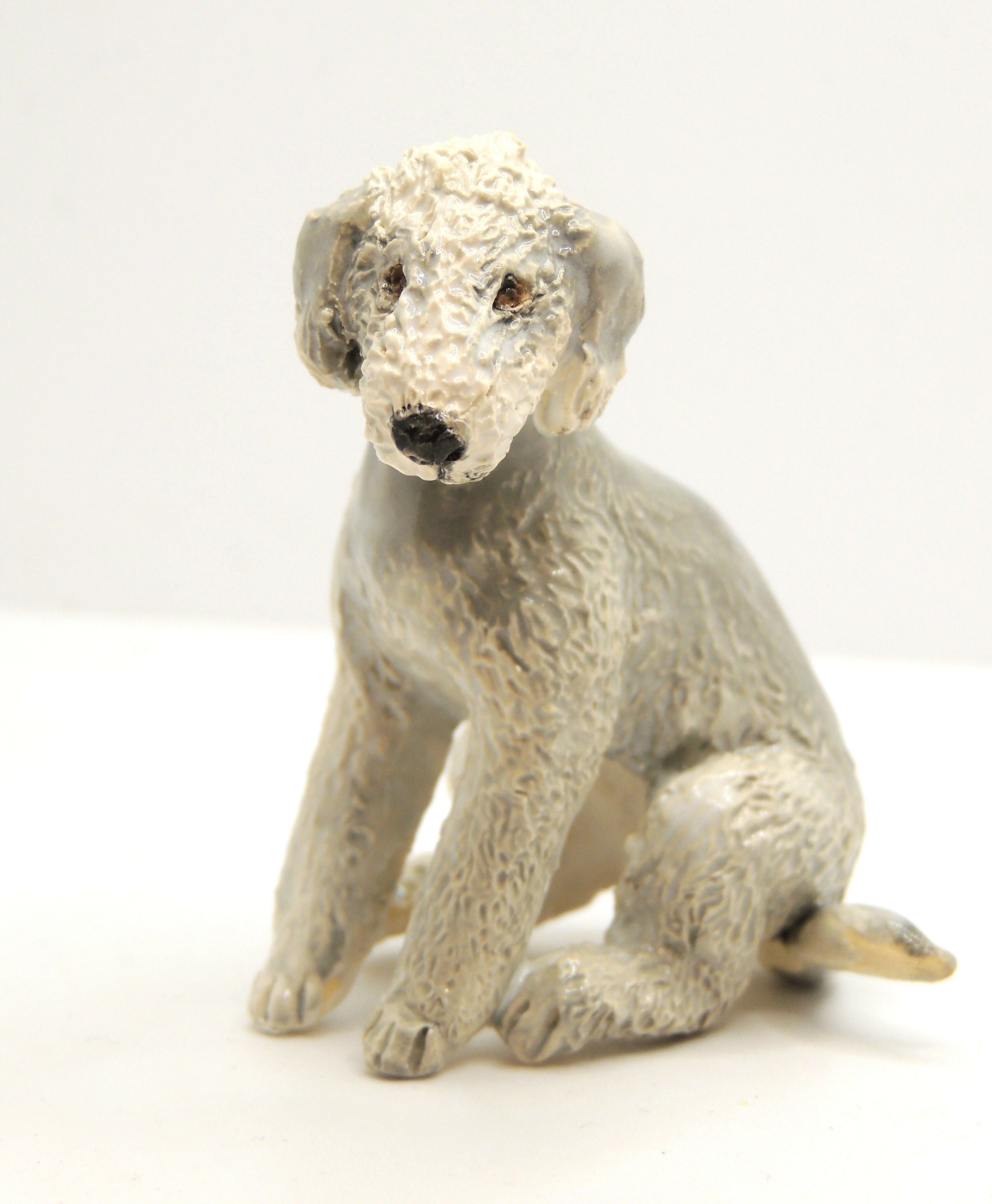 Ceramic Bedlington Terrier dog sculpture