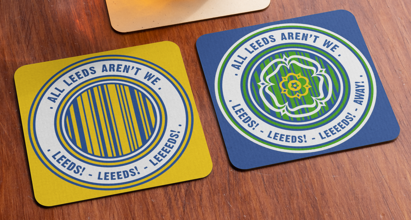 Leeds Utd Coaster BARCODE Design SET OF 2