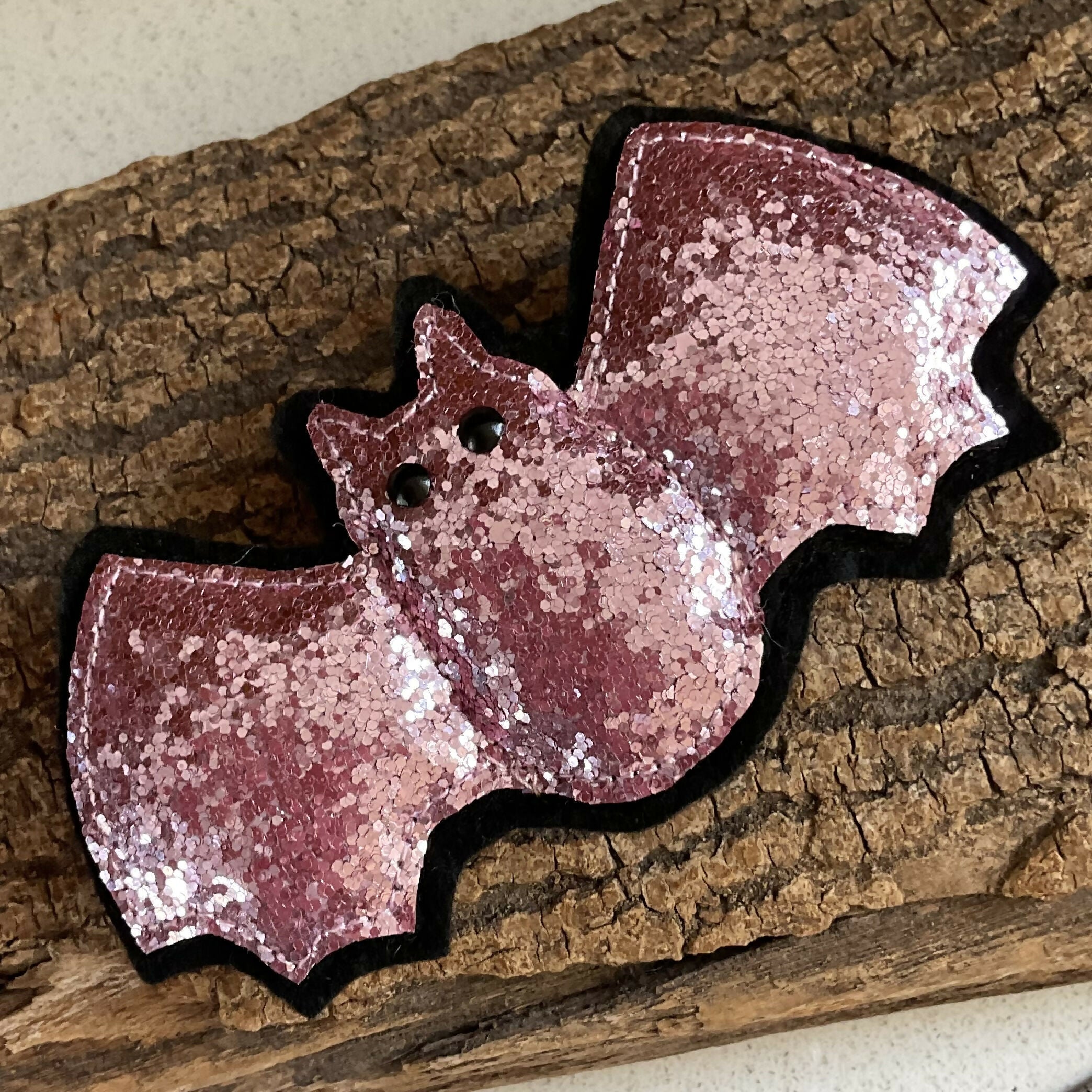 Sparkly Halloween Bat Brooch Handmade Colourful Bat Badge With Glitter Fabric