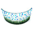 Large Freestanding Fused Glass Curve With Blue & Emerald Green Flowers