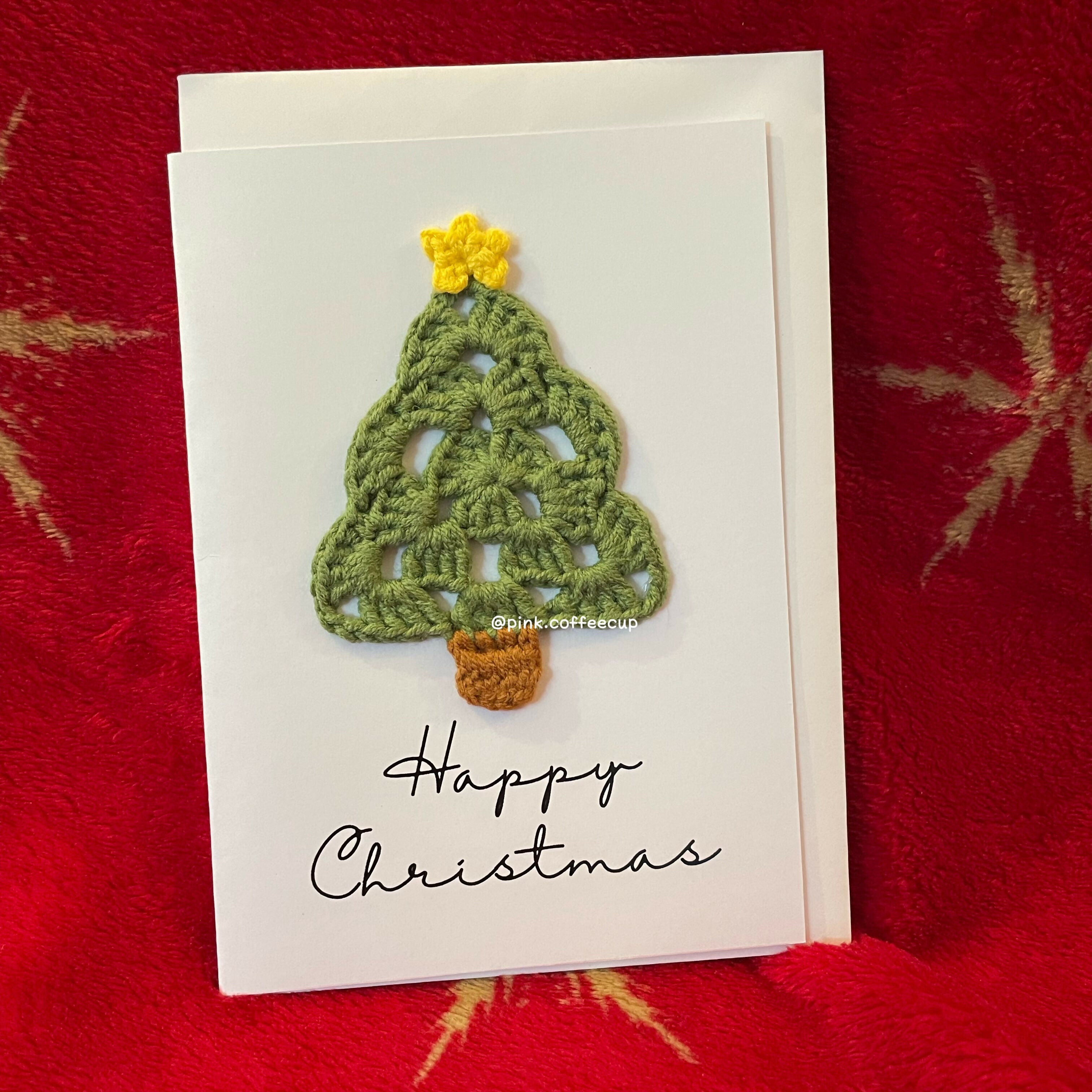 Crochet Handmade Christmas Card - Christmas Tree