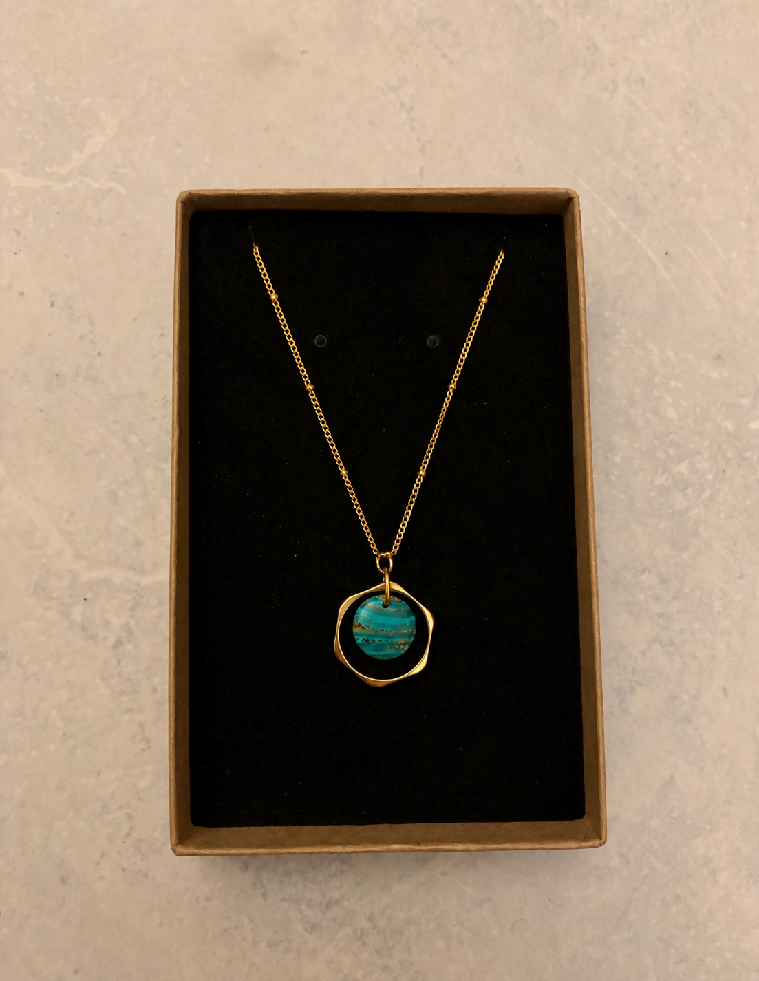 Turquoise Faux Stone & Gold-Plated Circle Pendant Necklace