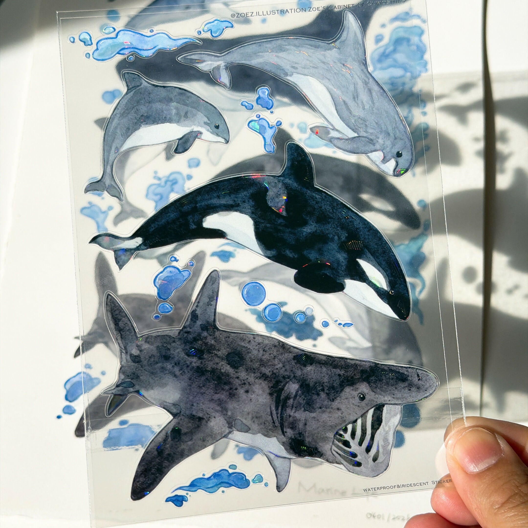 A6 transparent waterproof iridescent wildlife sticker sheet
