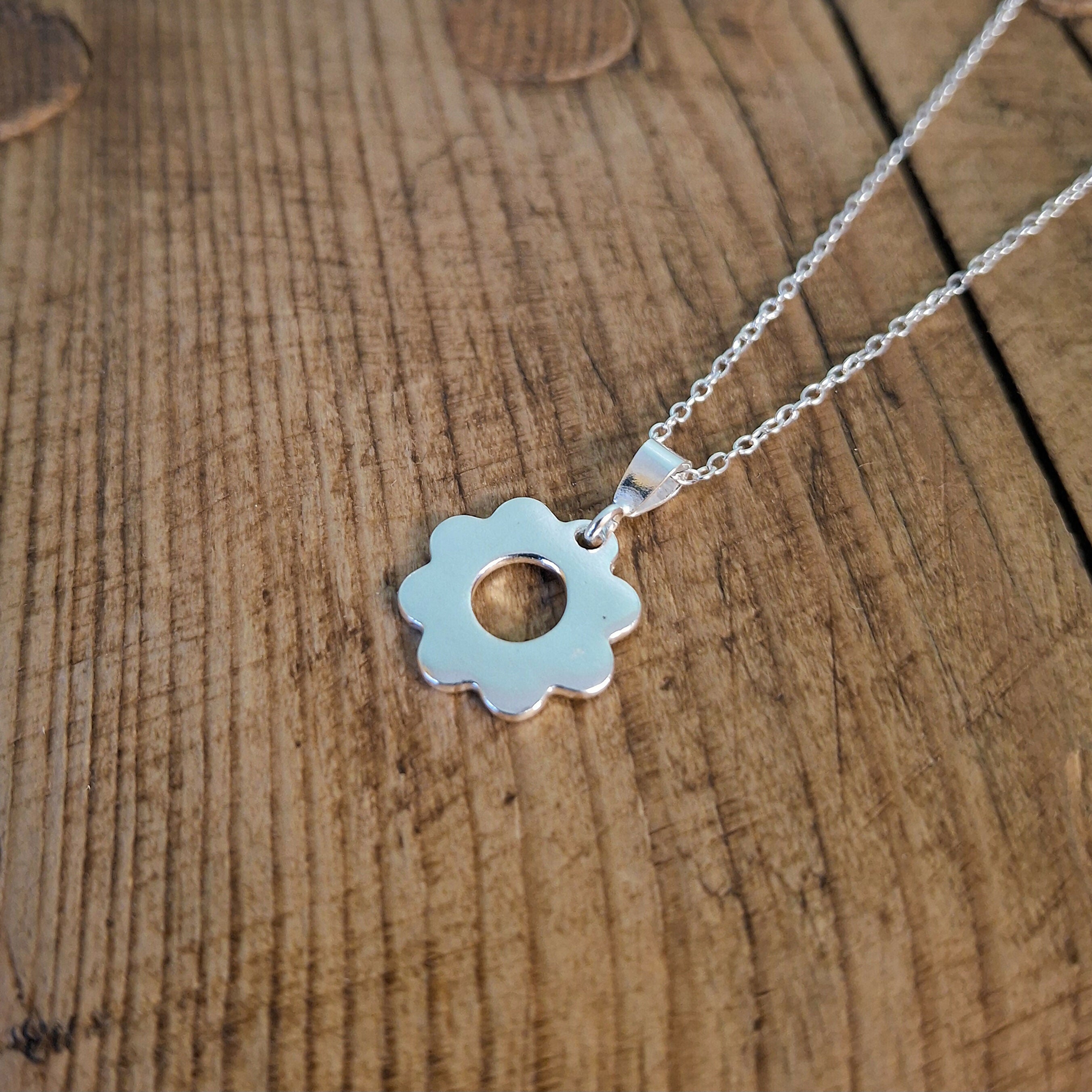 Handmade Silver Flower Charm Necklace