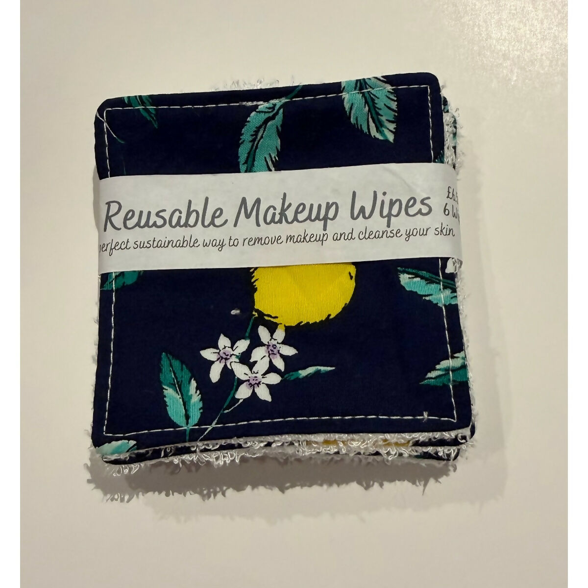 Navy Lemon Reusable Makeup Wipes