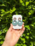 Textured Clay and Walnut Wood Drop Earrings in Storm Green