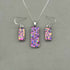 Pink Rainbow Raindrop Dichroic Glass Necklace and Earrings Set - Sterling Silver, Handmade by Jade Tapson Glass