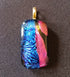 Fused Dichroic Glass Rectangular Pendant With a Gold Coloured Chain Necklace (Blue and Pink)