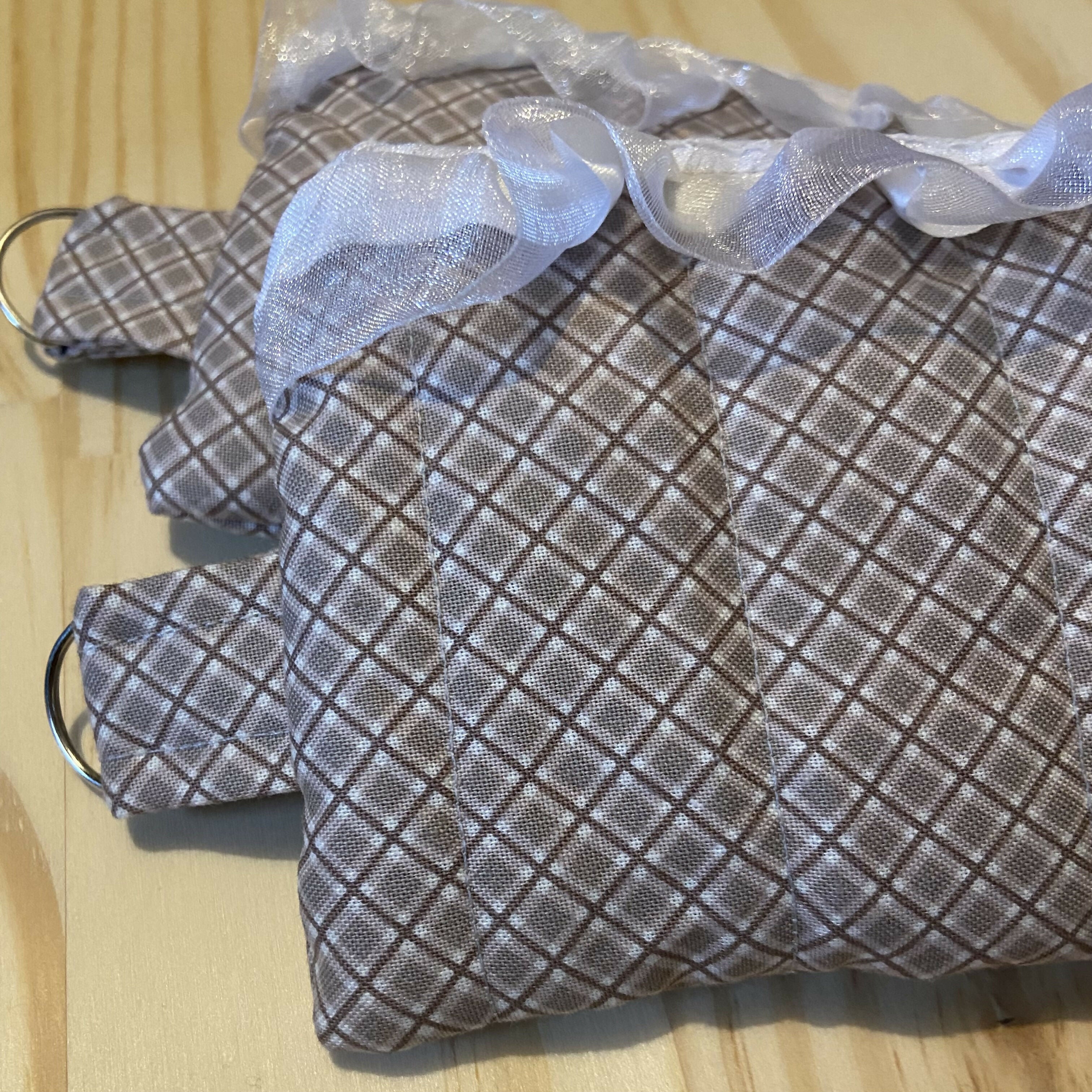 Light Brown Check Mini Zipper Pouch