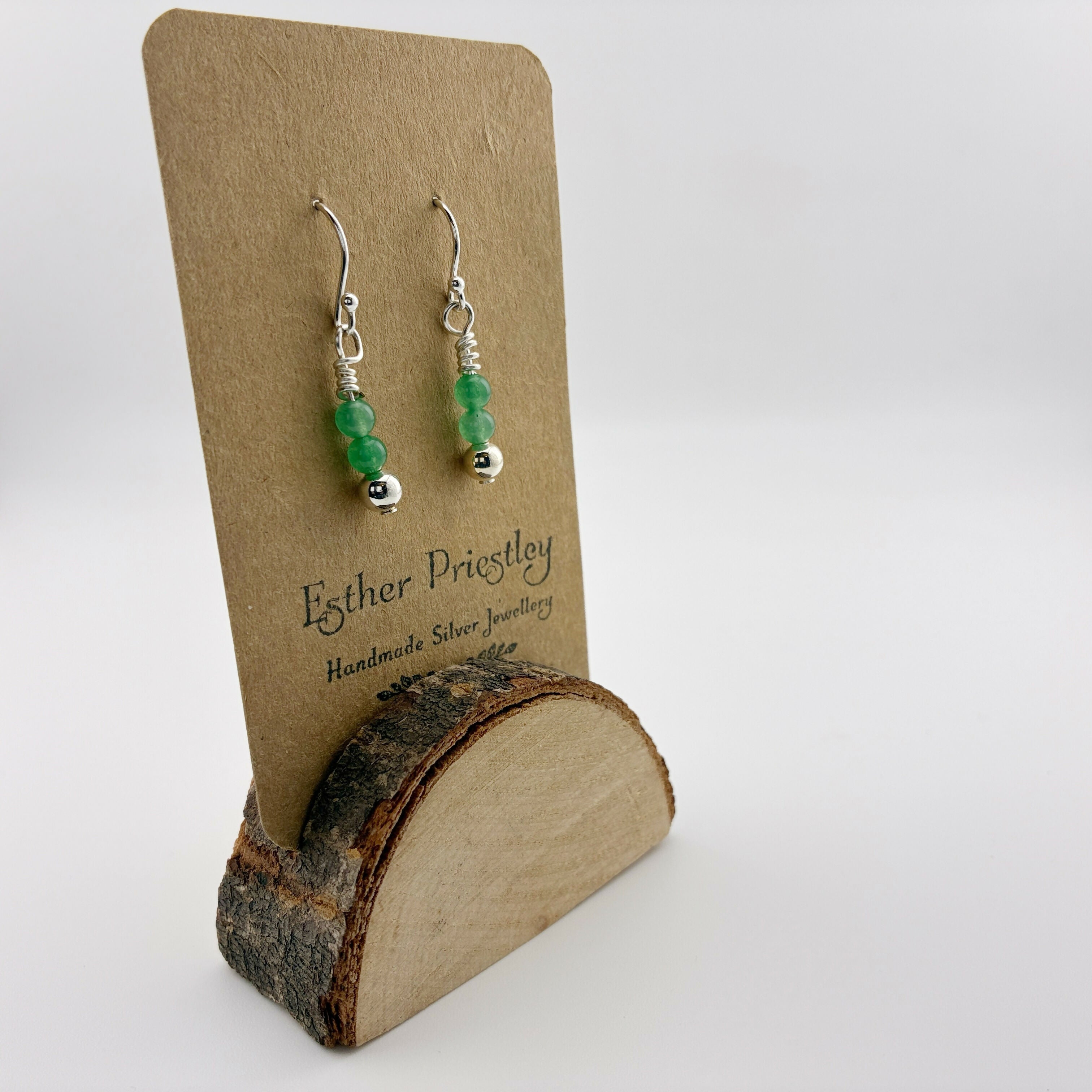 Aventurine Quartz and Sterling Silver Bead Earrings