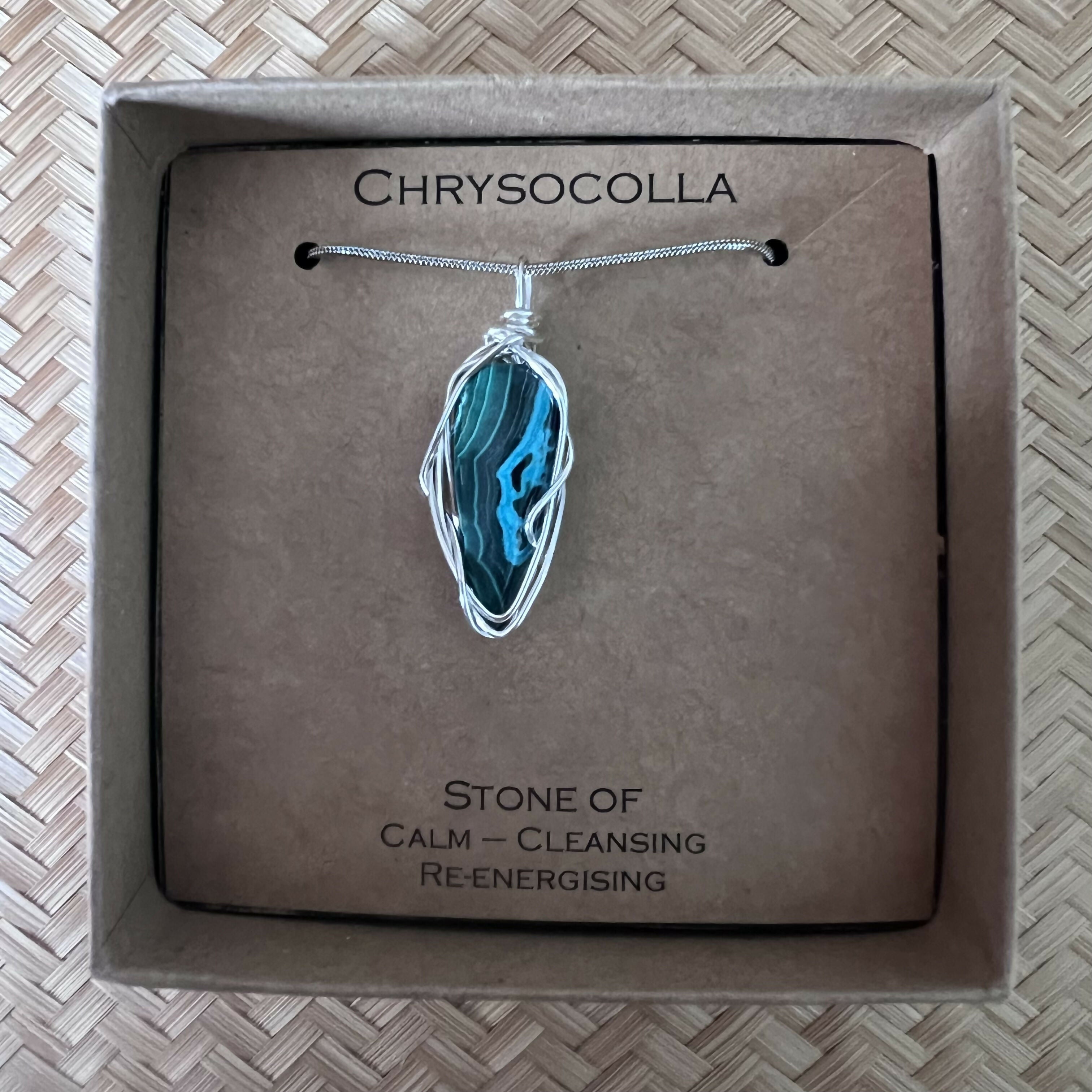 Chrysocolla Wire Wrapped Pendant