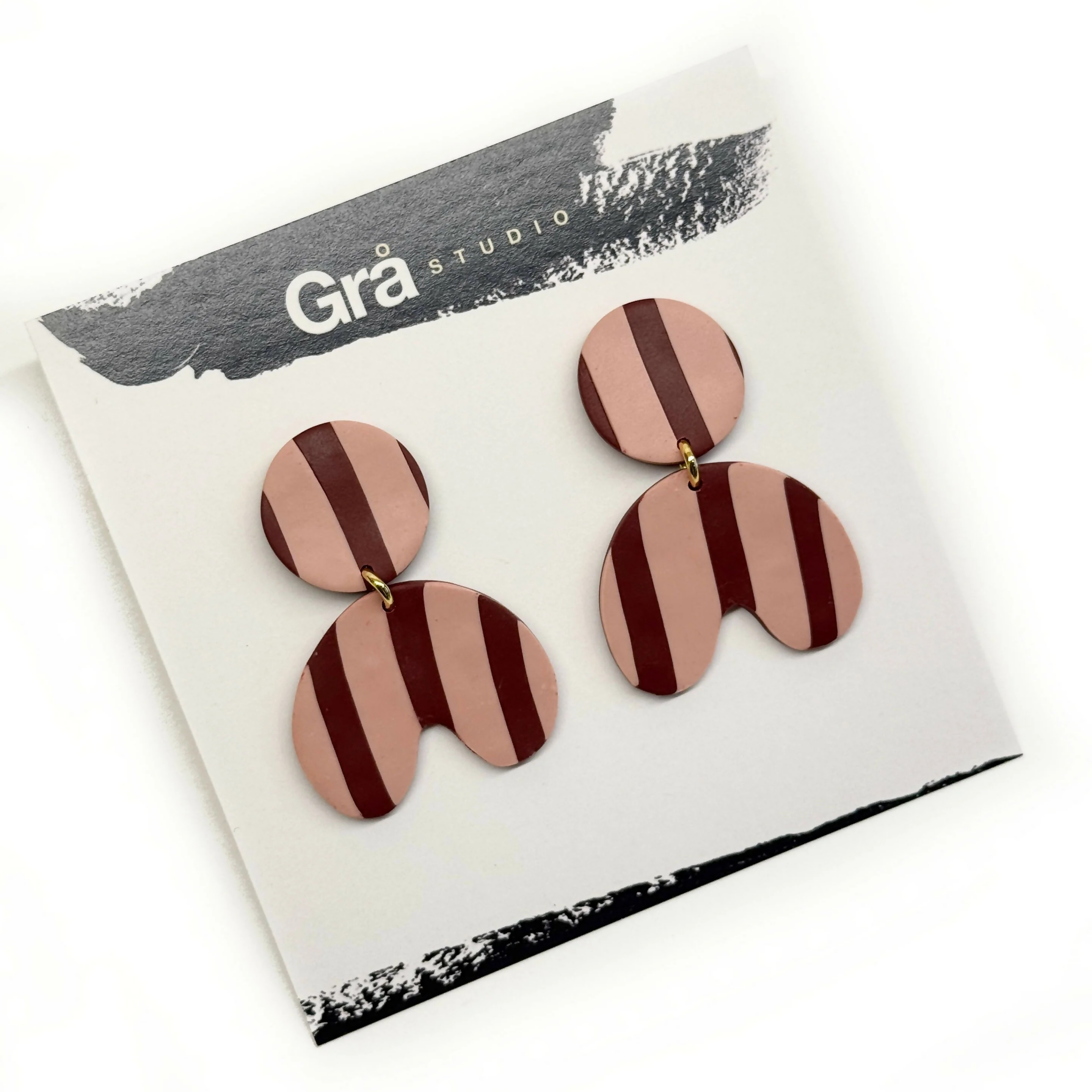 Mavis Burgundy and Pink Statement Stripe Earrings